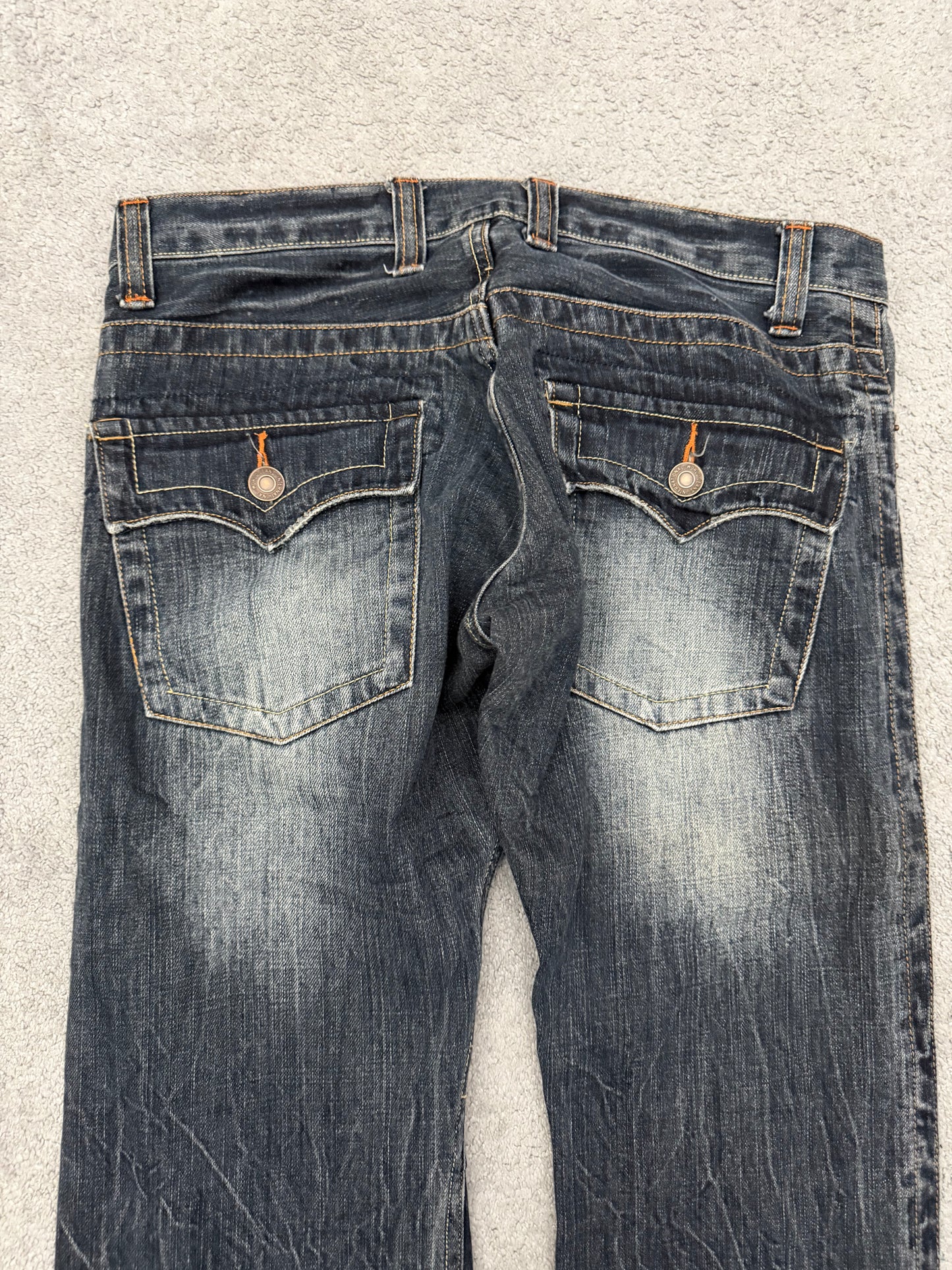 Root Flap Pocket Slashed Knee Flared Pants