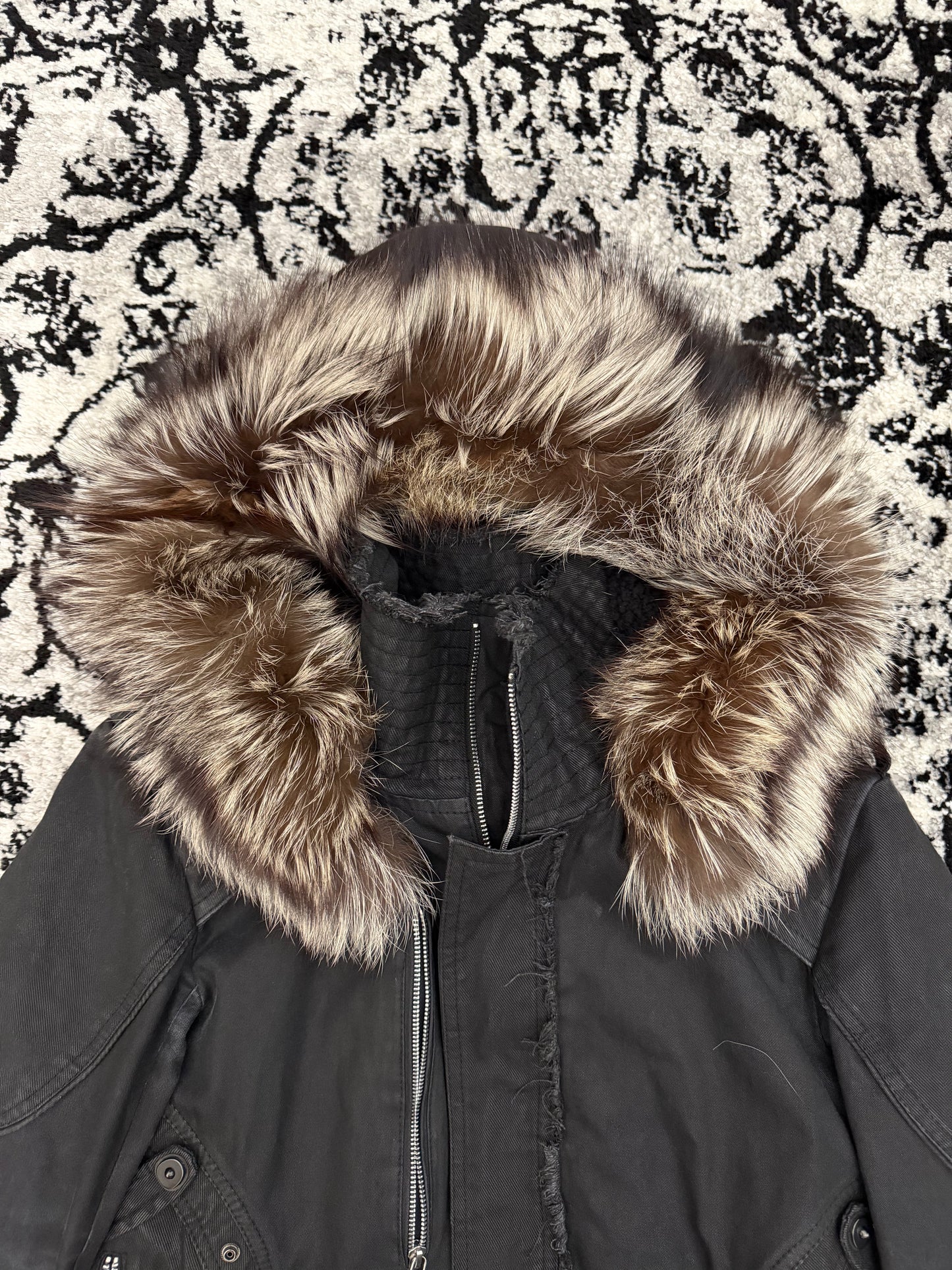 14th Addiction Fox Fur Waxed Gas Mask Parka Jacket