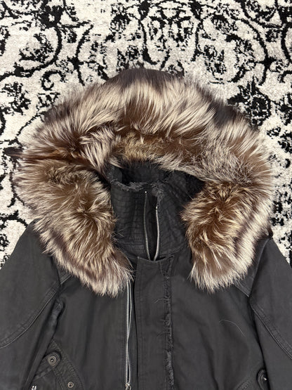 14th Addiction Fox Fur Waxed Gas Mask Parka Jacket