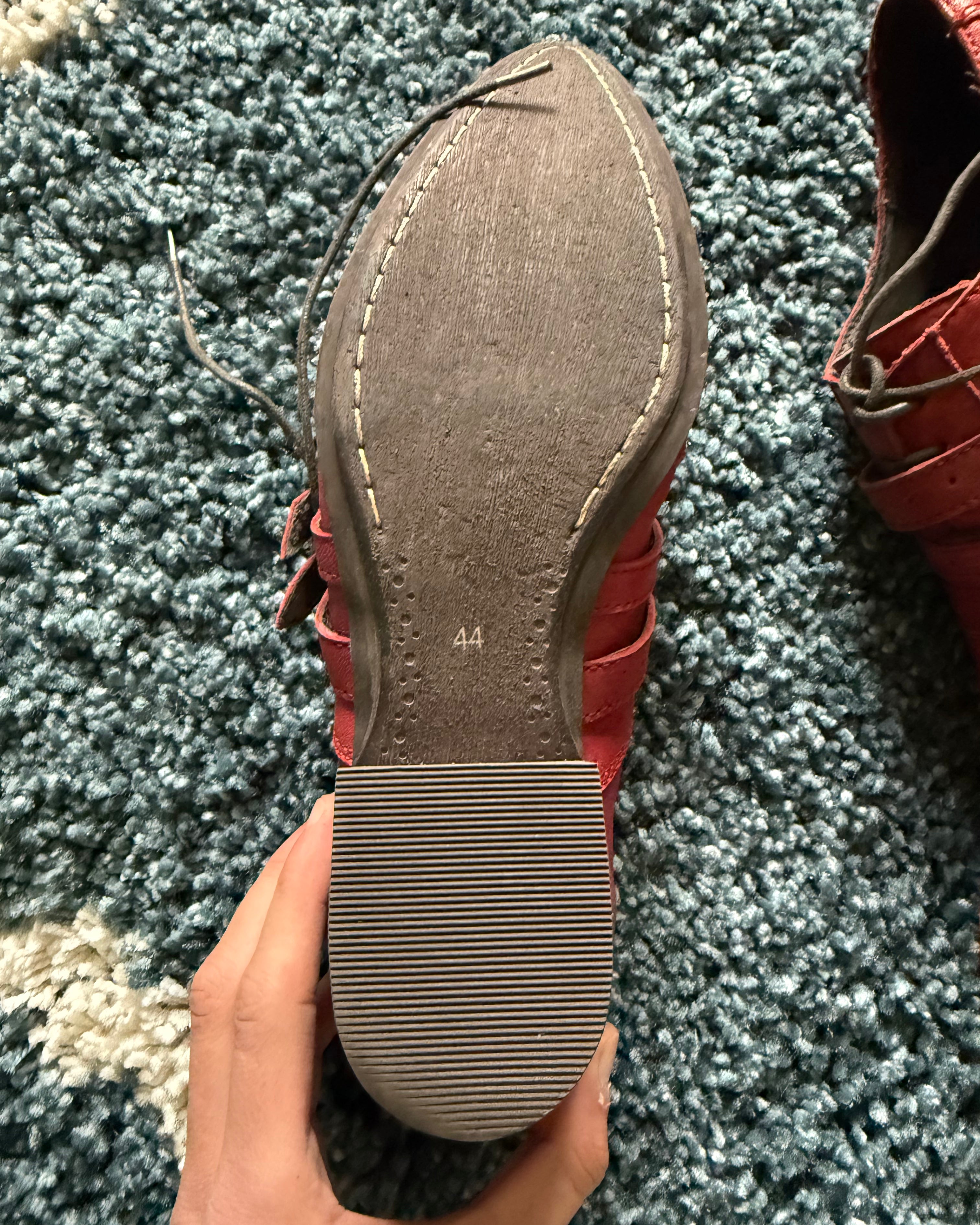 Michel Klein red pointed leather boots