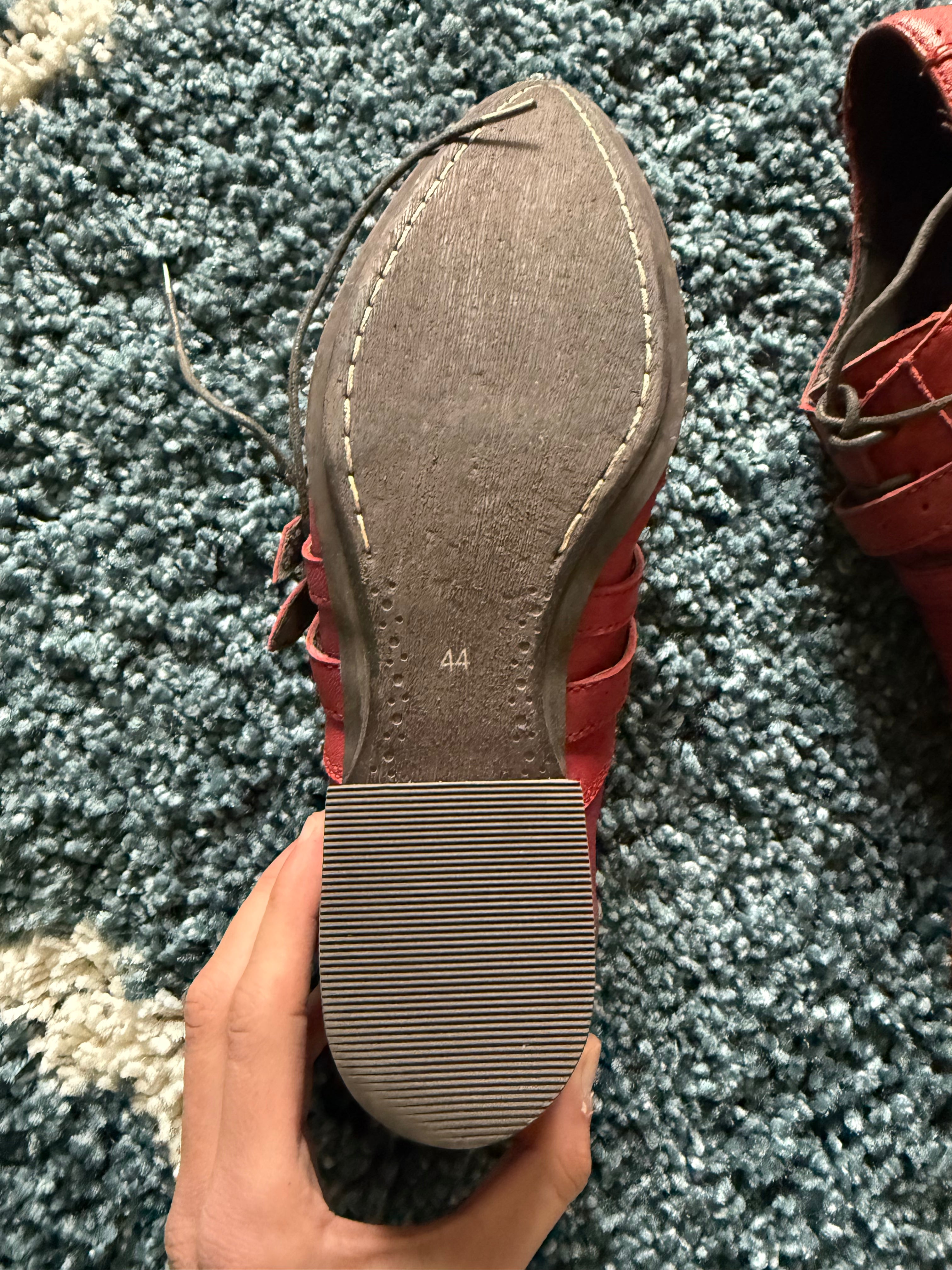 Michel Klein red pointed leather boots