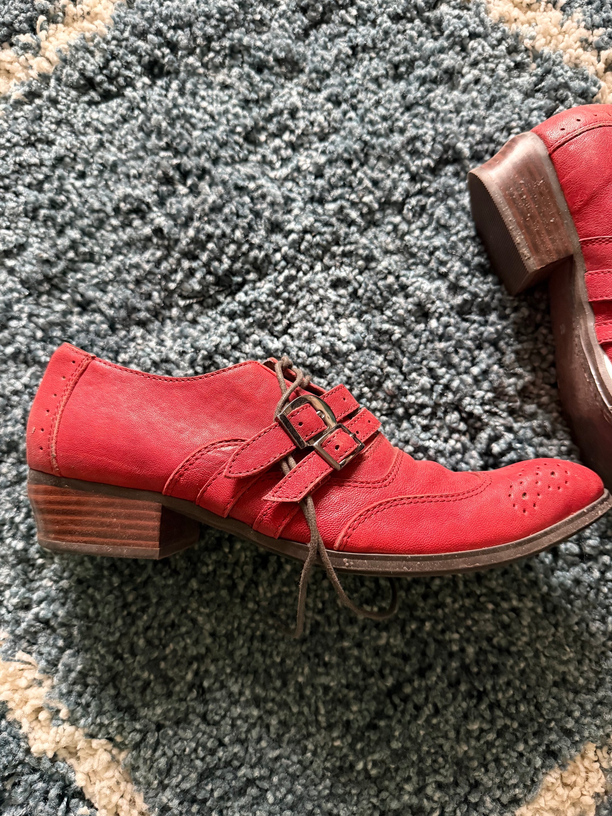 Michel Klein red pointed leather boots