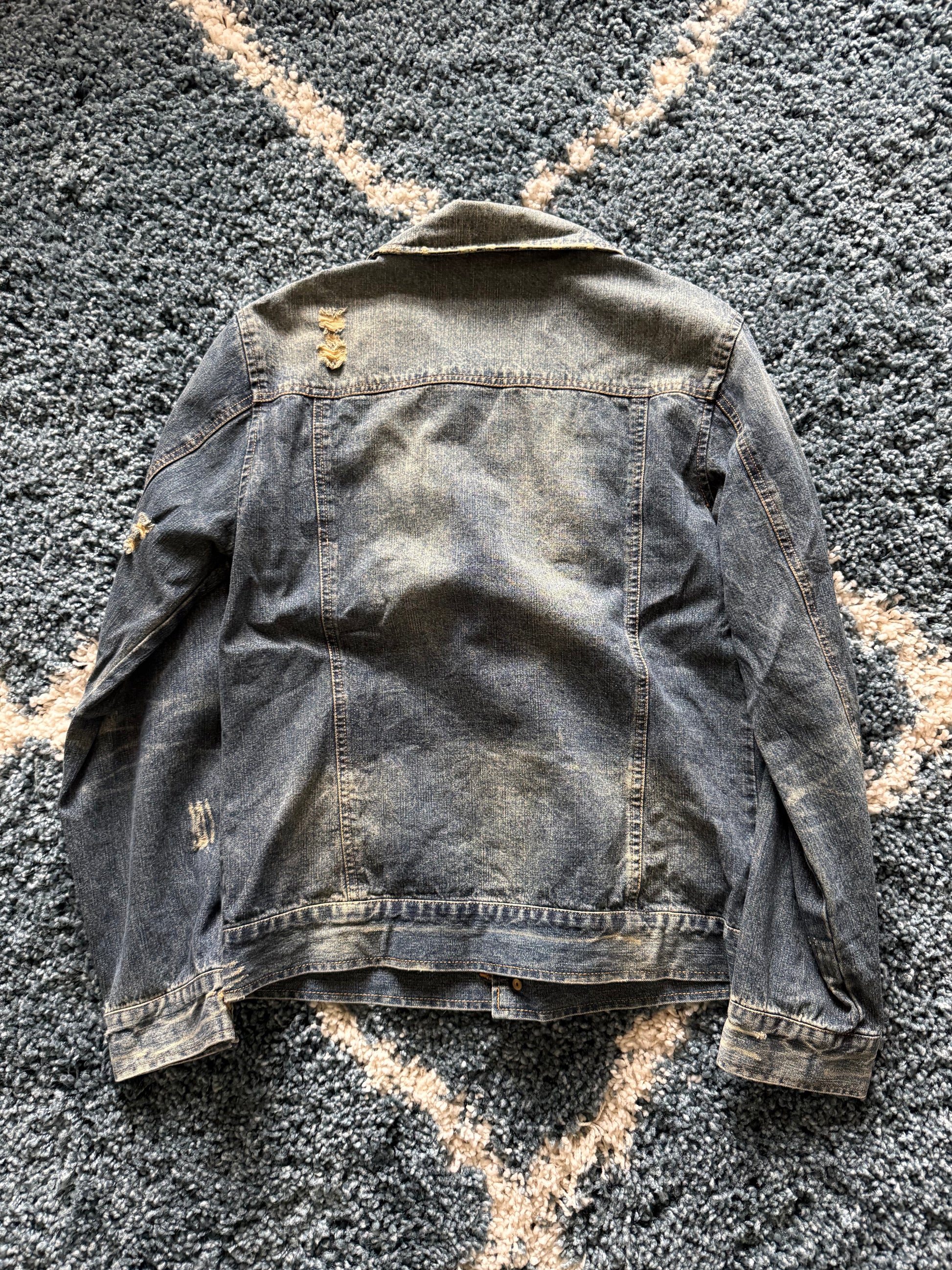 In the attic distressed cigarette holder denim jacket