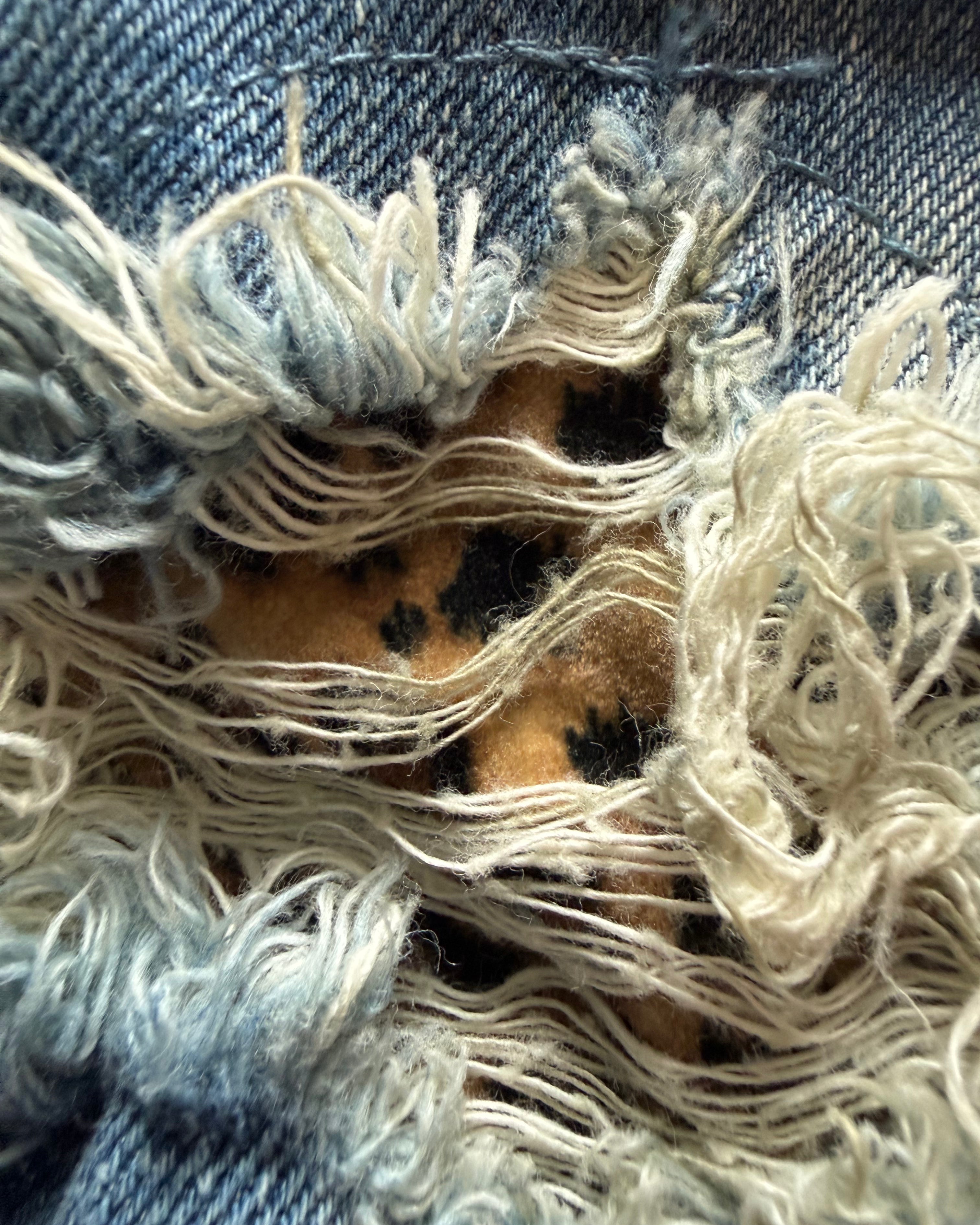 Cavaria Leopard distressed denim jacket