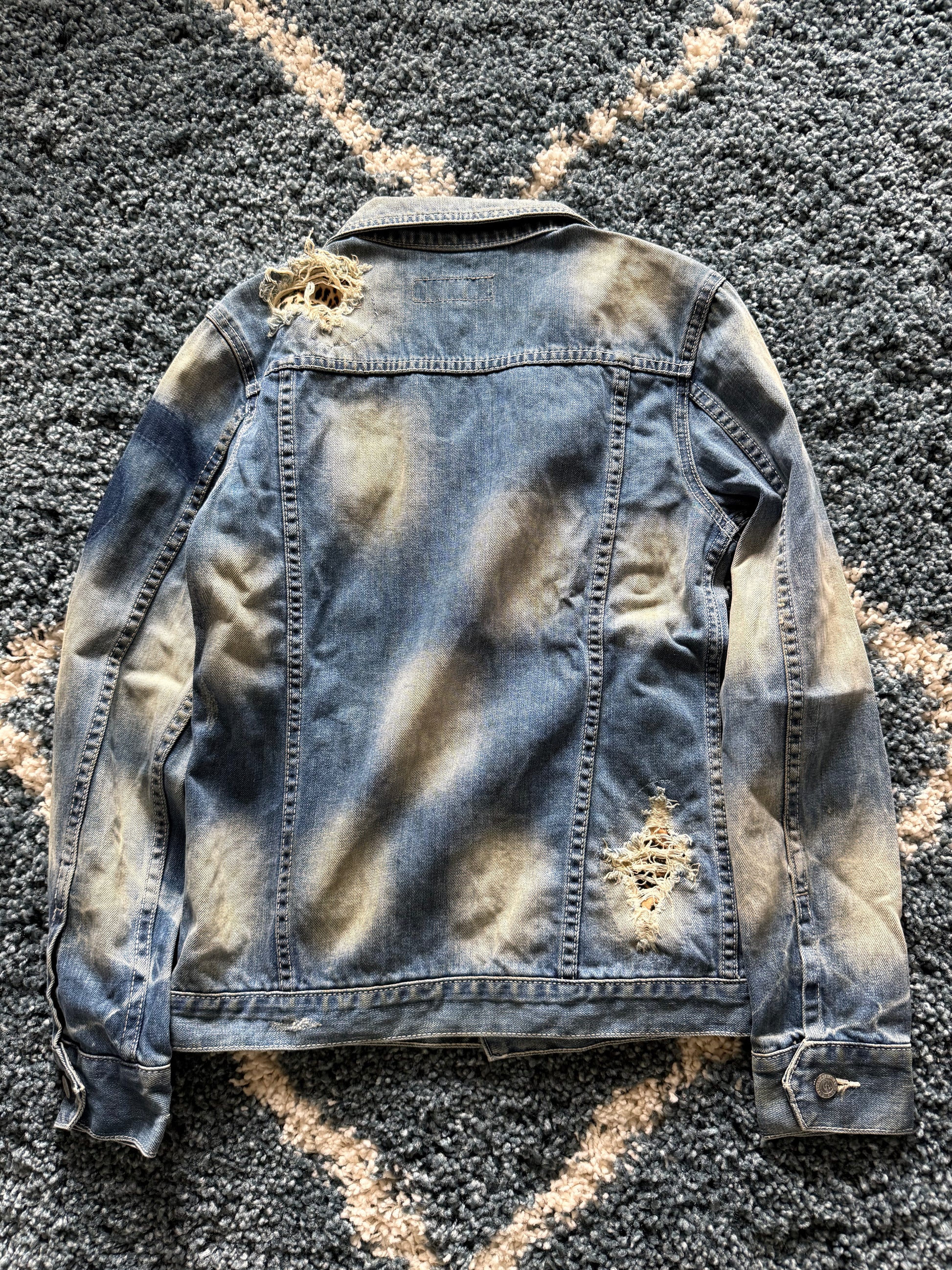 Cavaria Leopard distressed denim jacket