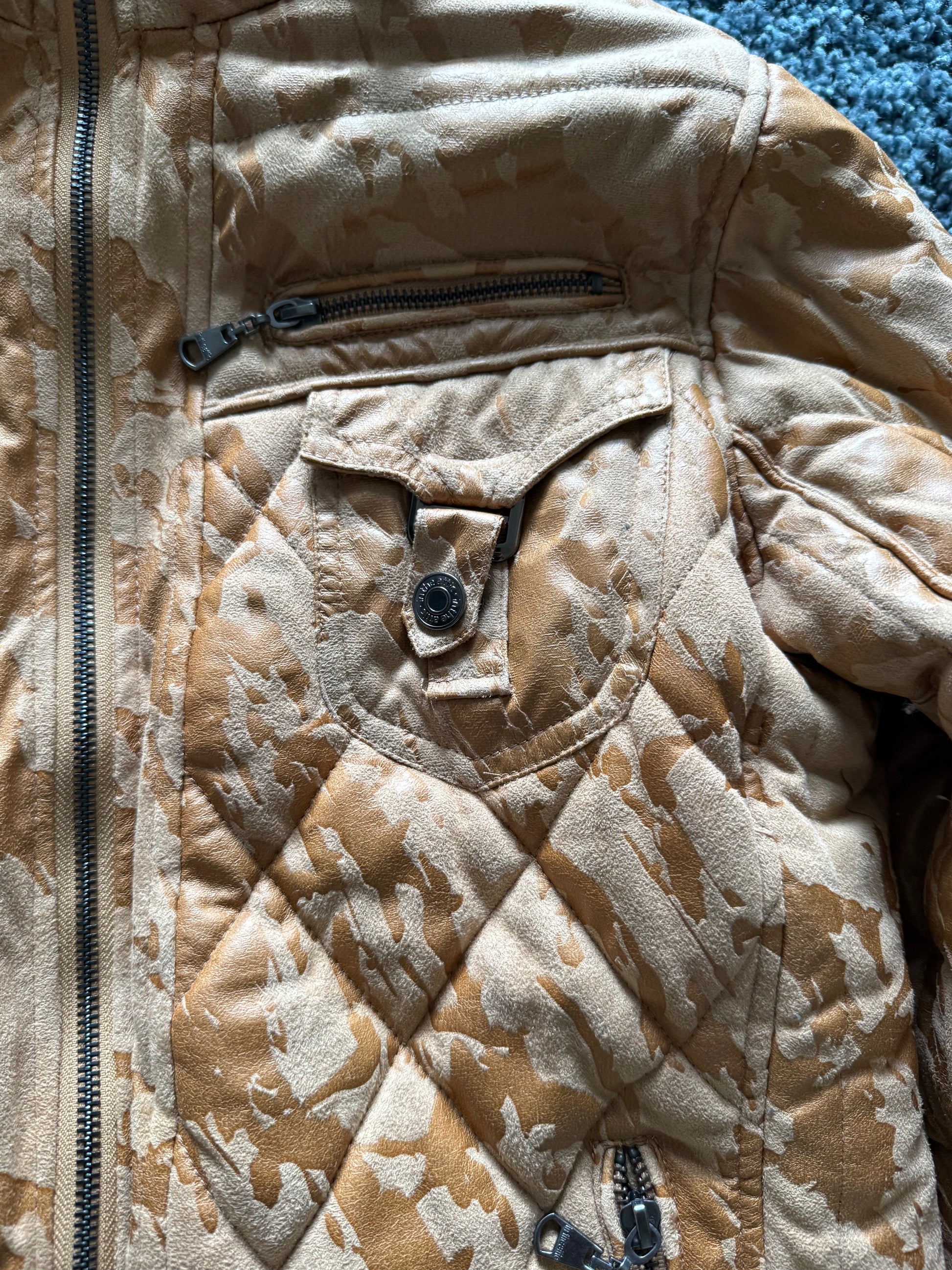 In the attic detachable fur puffer camo jacket