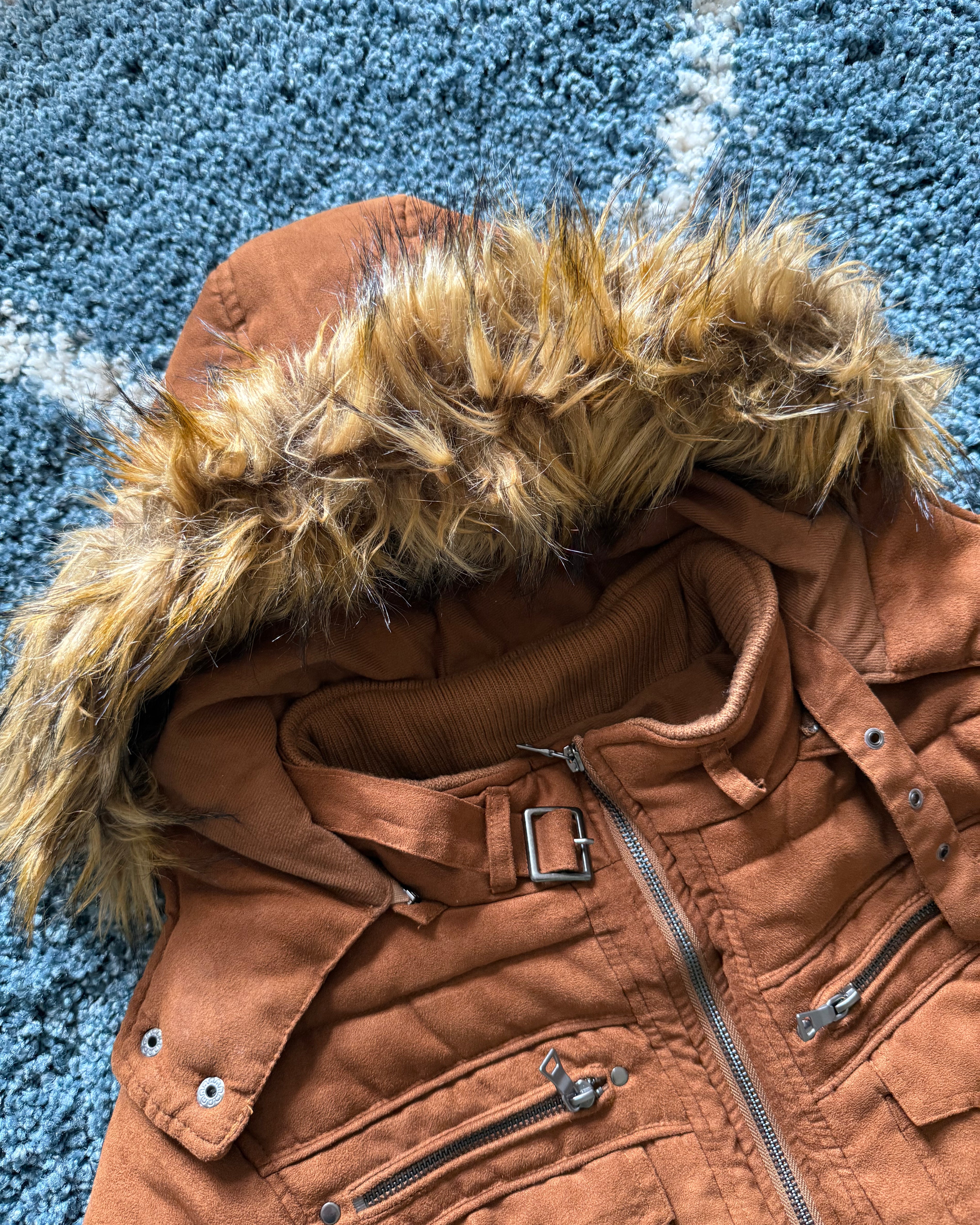 In the attic detachable hood fur puffer jacket