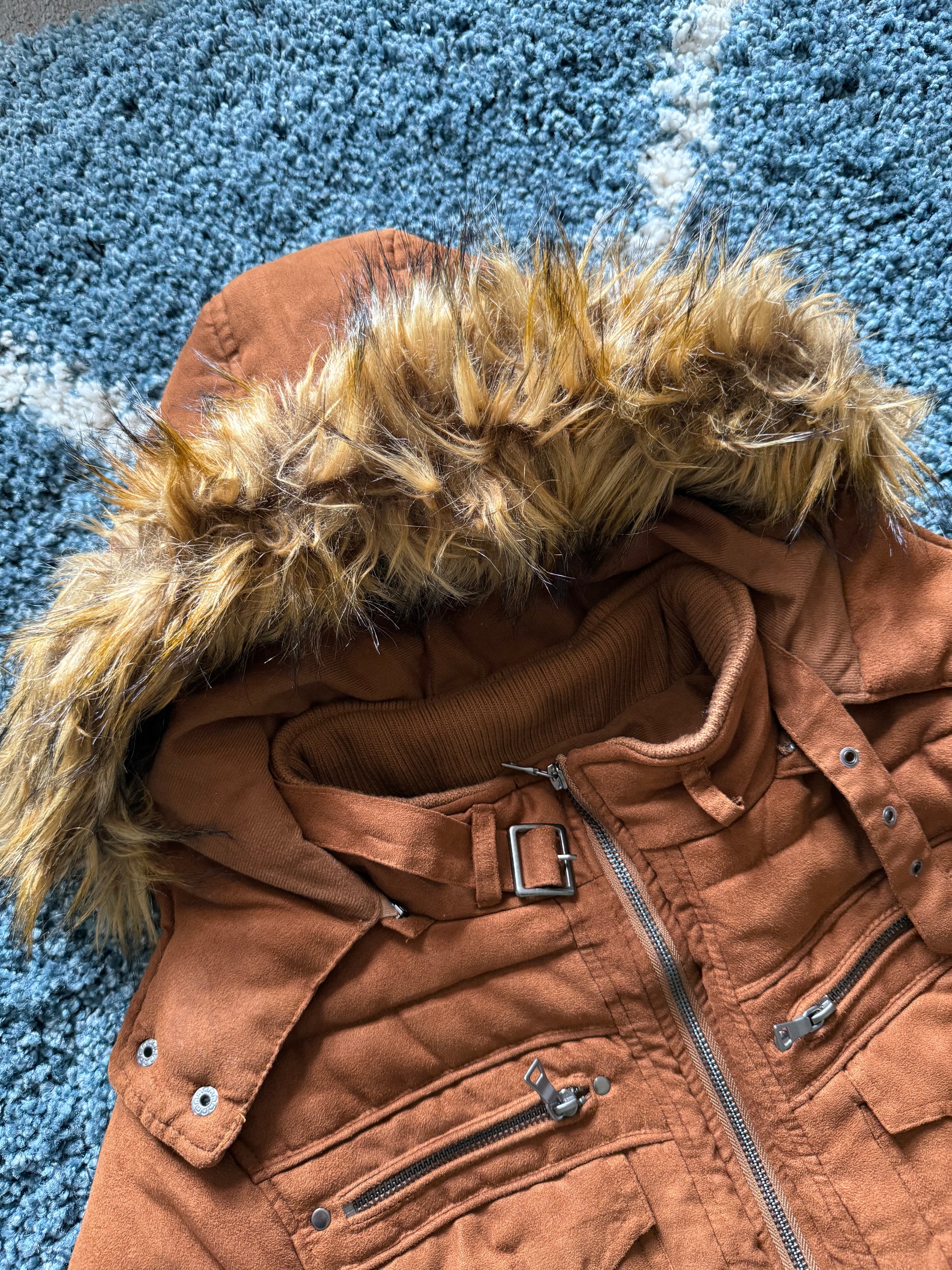 In the attic detachable hood fur puffer jacket