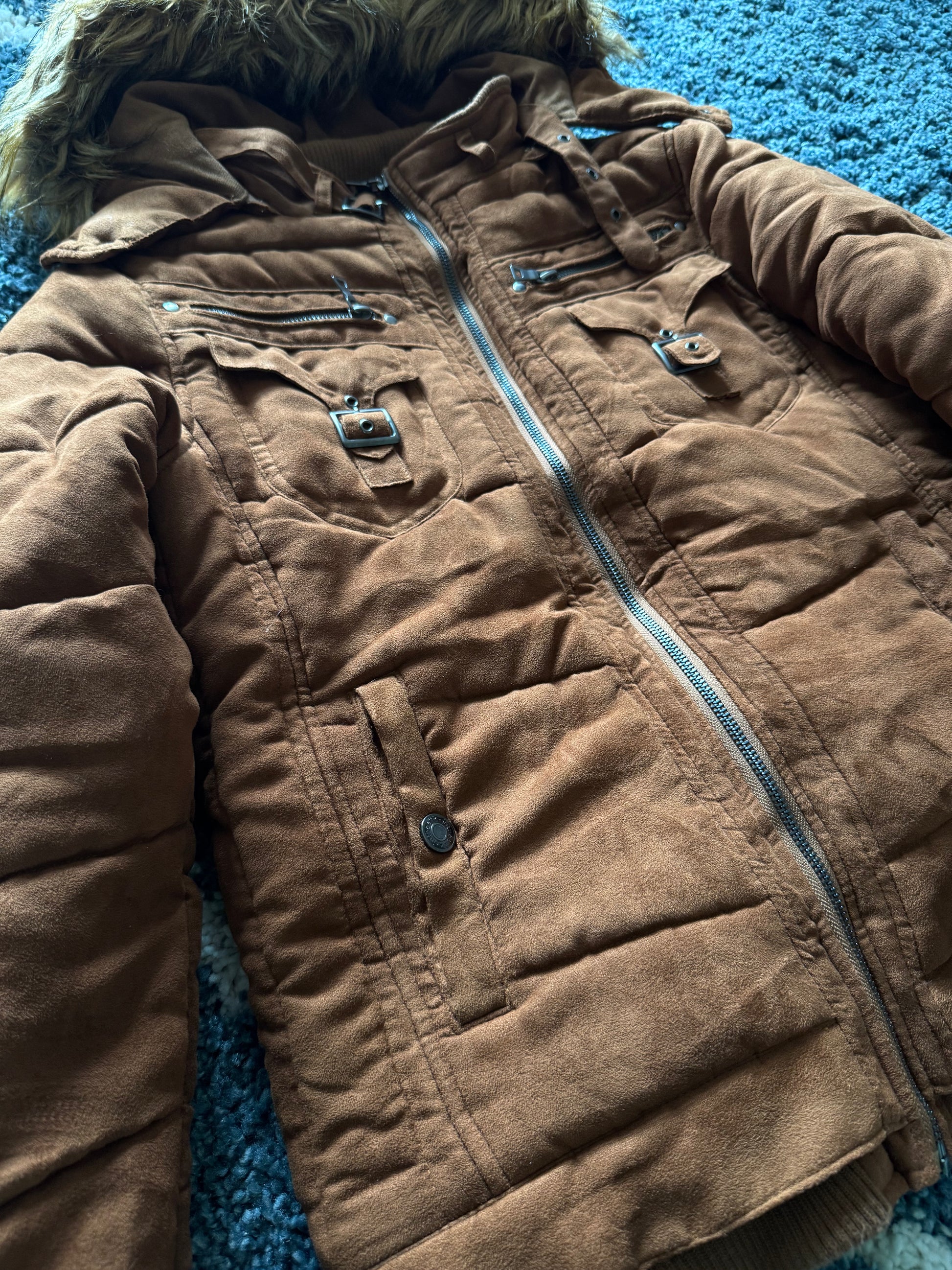 In the attic detachable hood fur puffer jacket