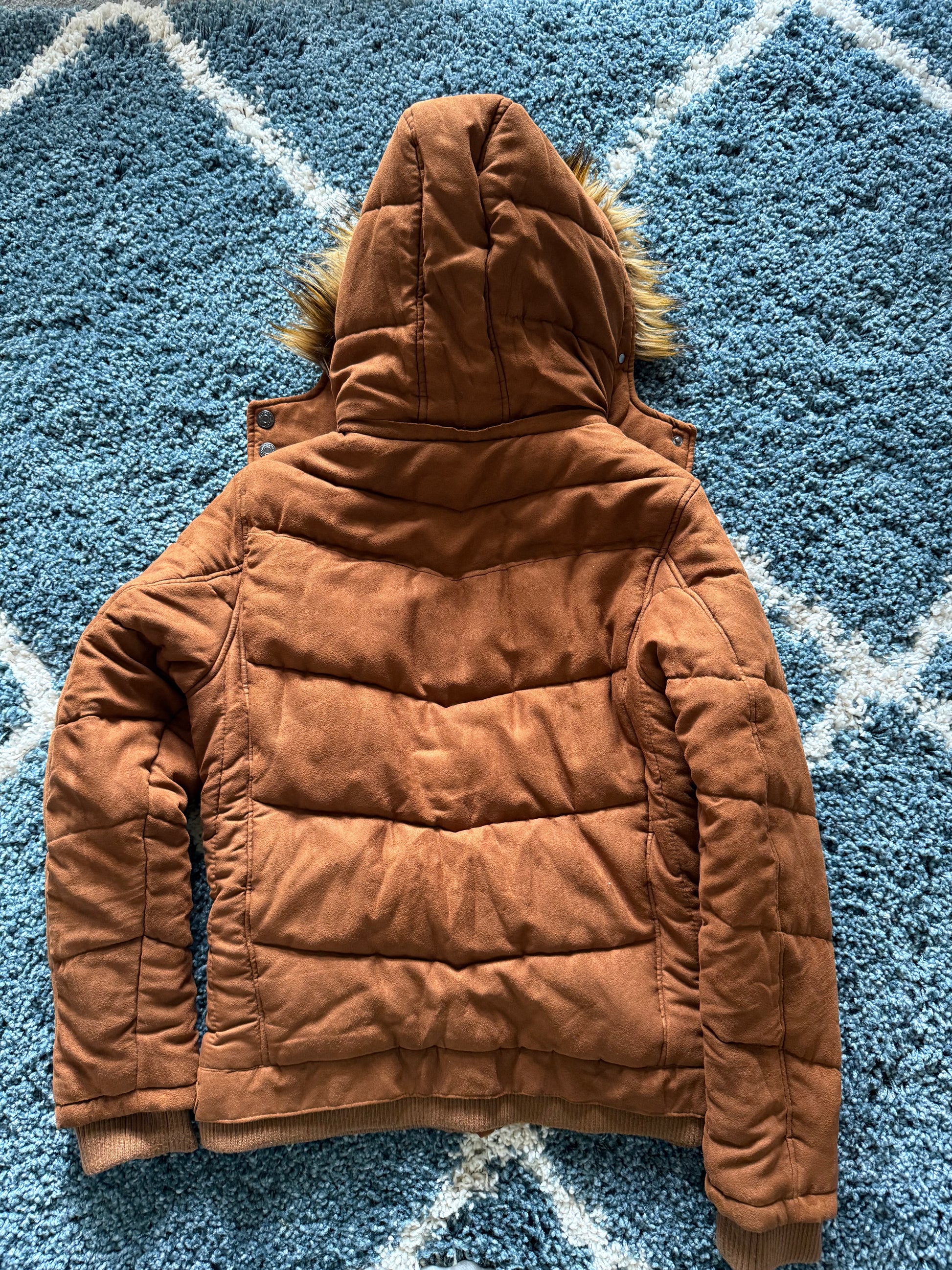 In the attic detachable hood fur puffer jacket