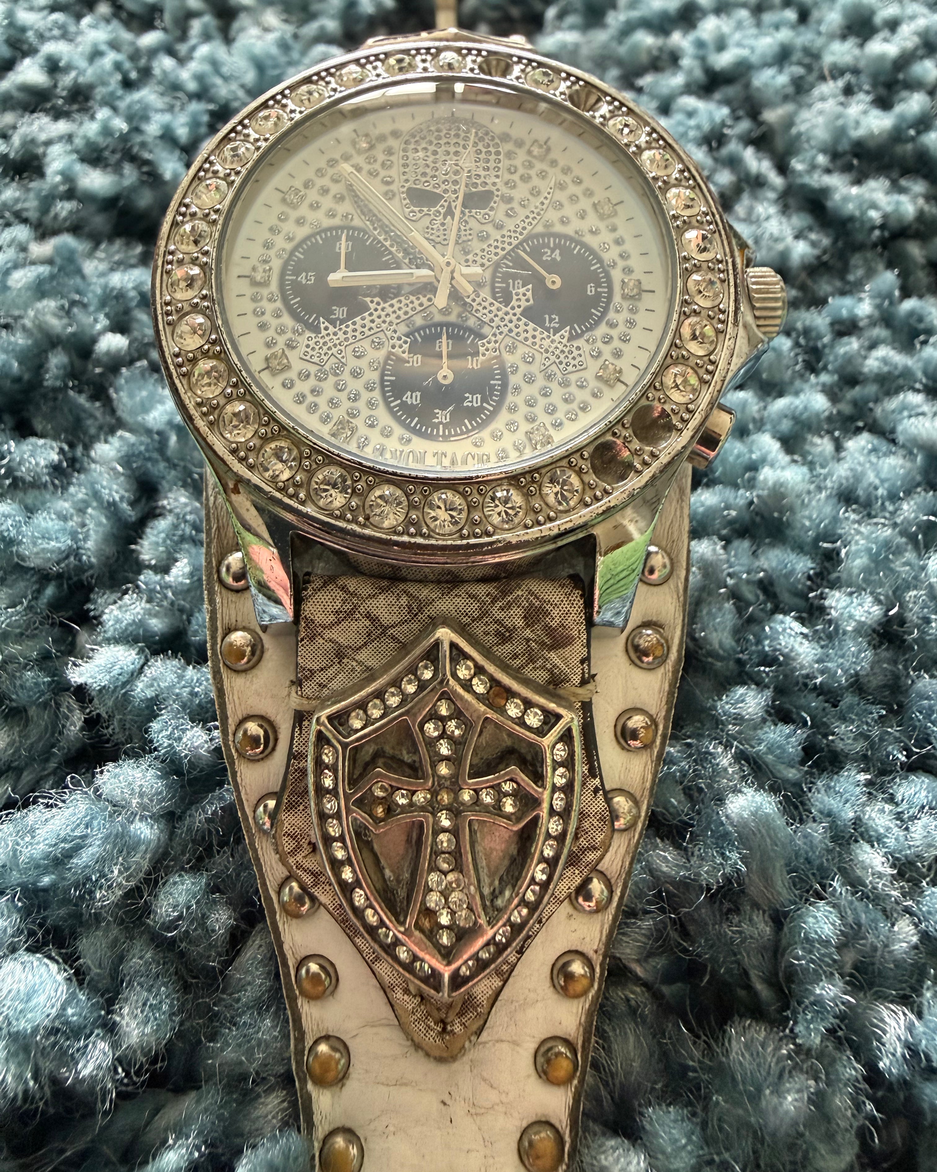 Voltage snakeskin rhinestone watch