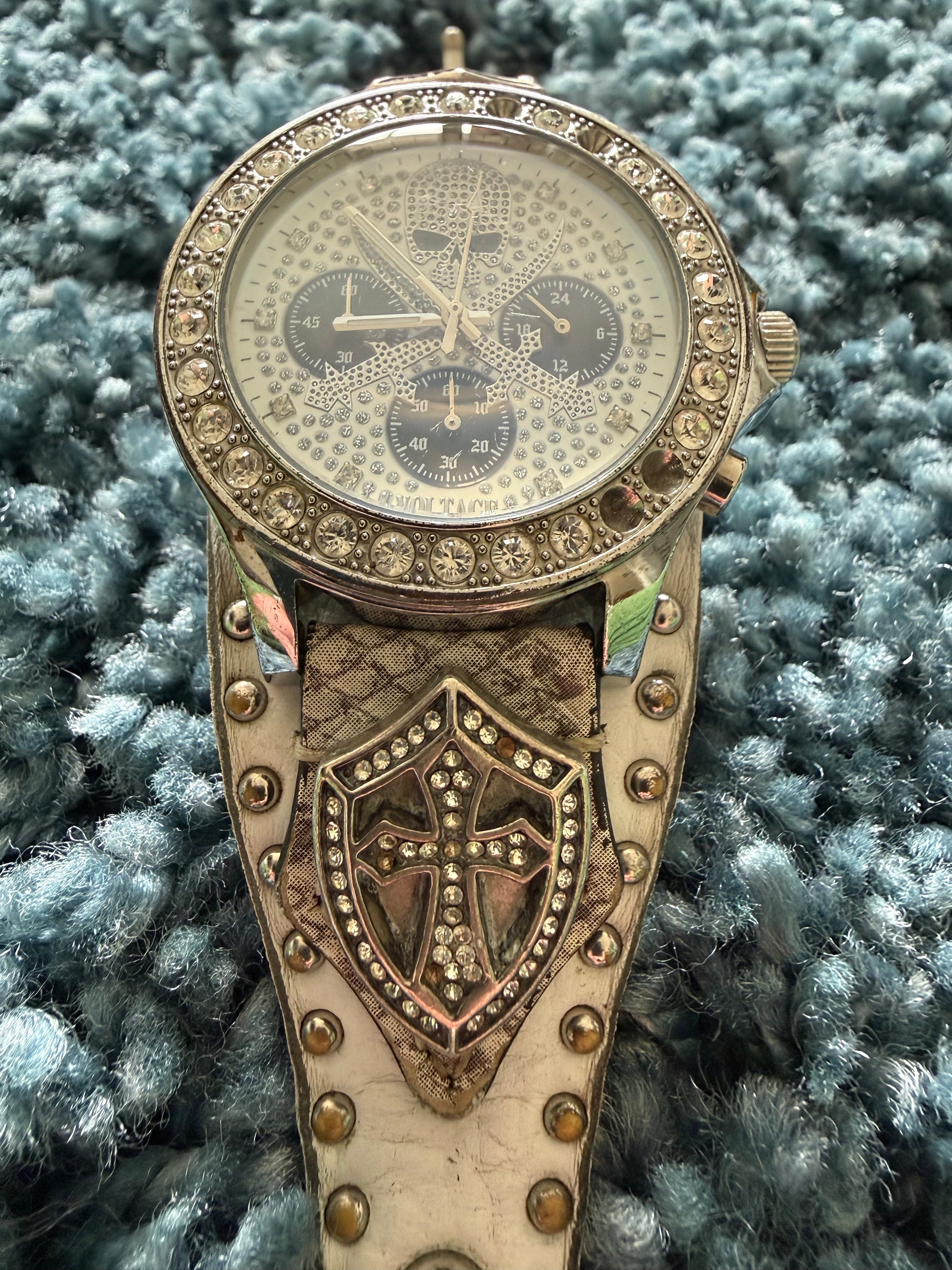 Voltage snakeskin rhinestone watch