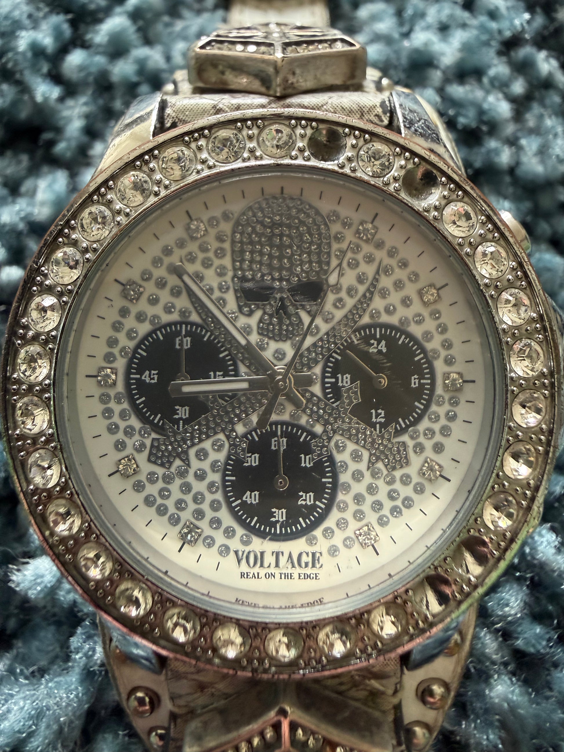 Voltage snakeskin rhinestone watch