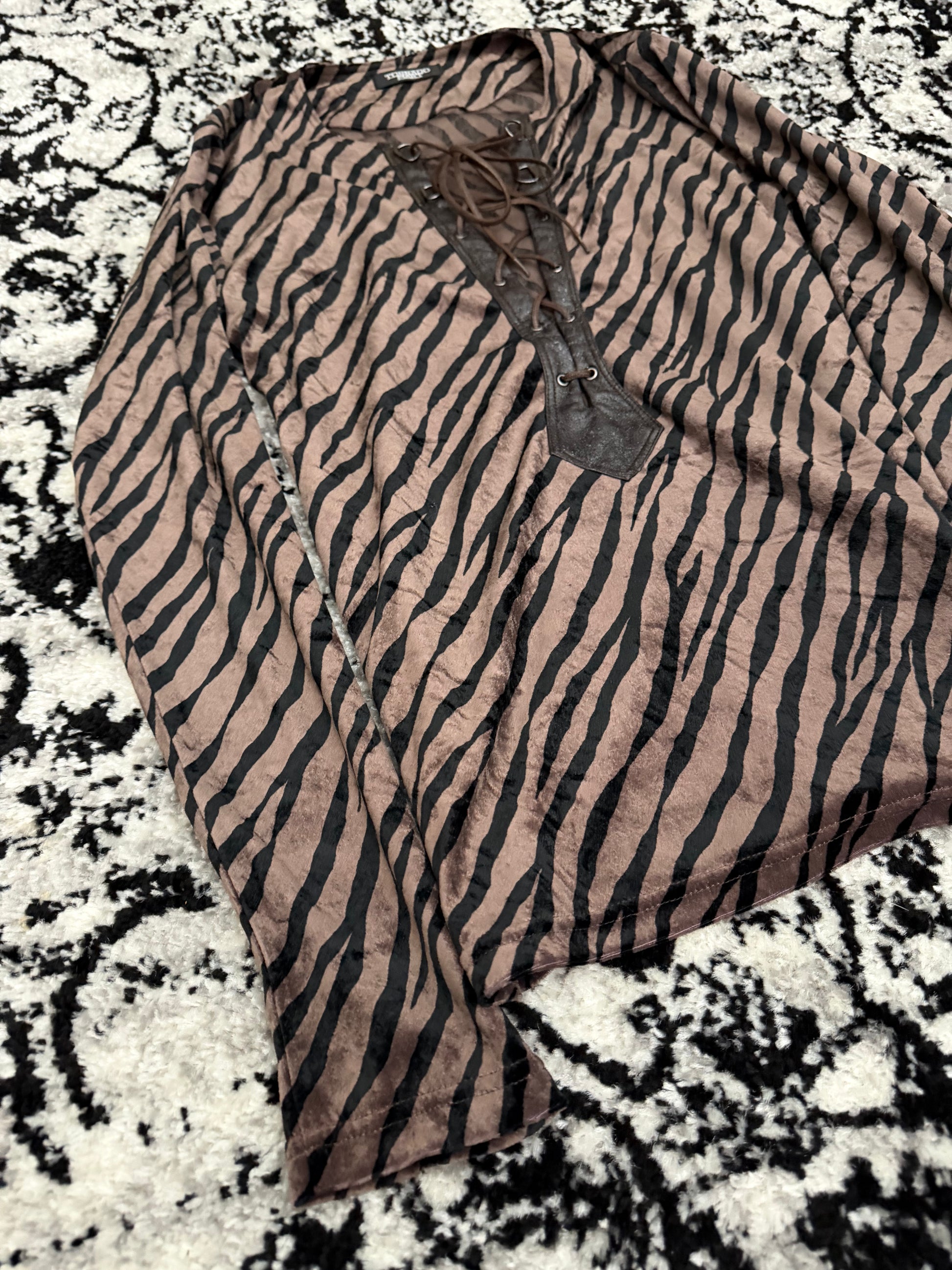 Tornado Mart Laced Up Velour Zebra Longsleeve