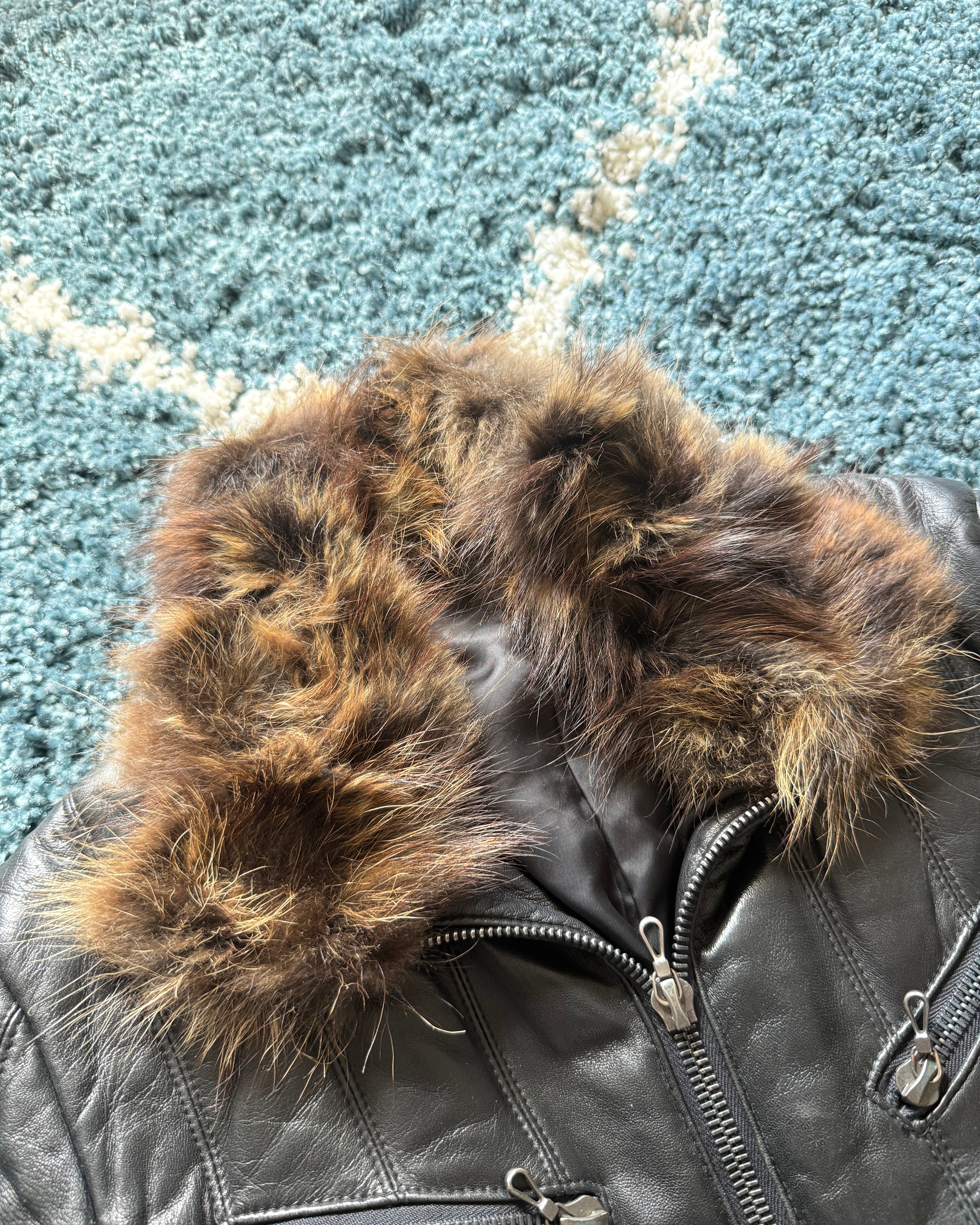 Shellac Raccoon Fur leather puffer