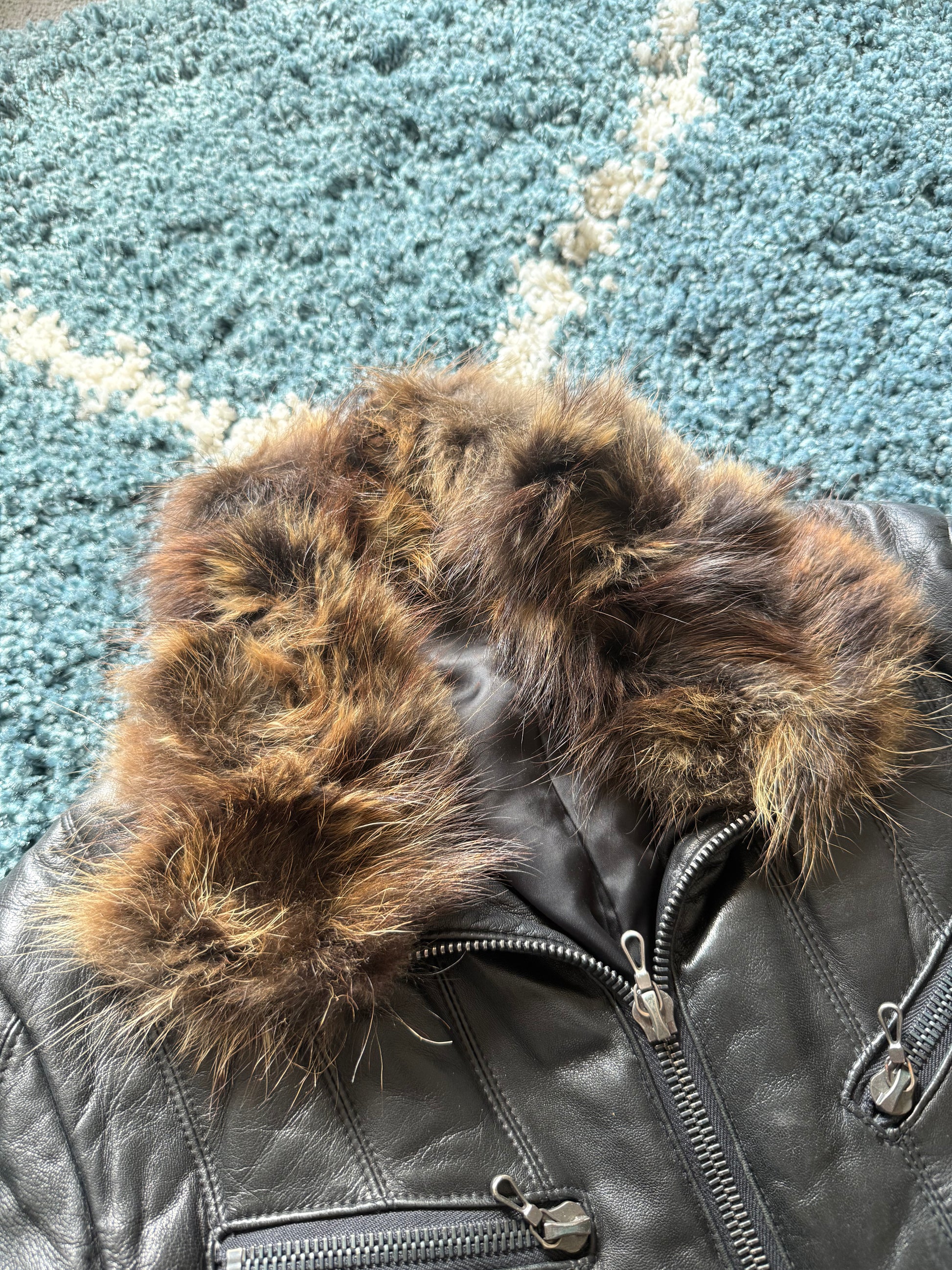 Shellac Raccoon Fur leather puffer