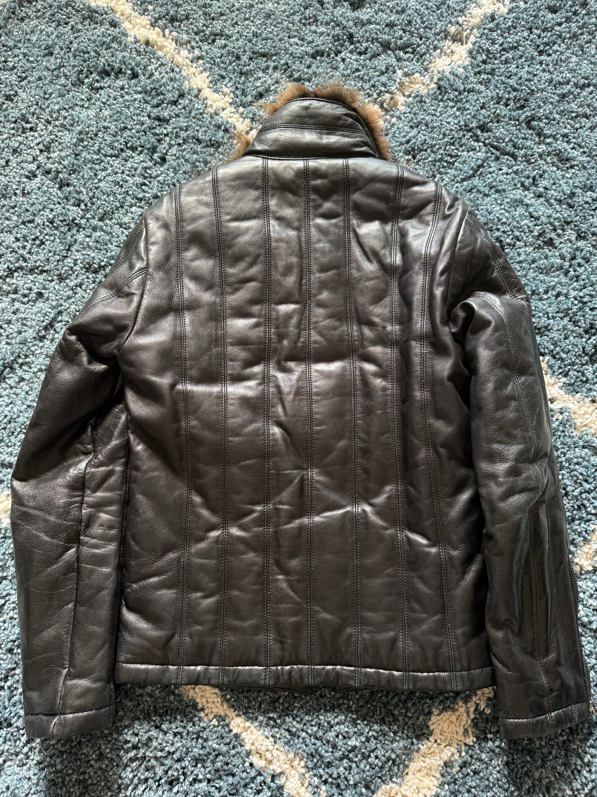 Shellac Raccoon Fur leather puffer