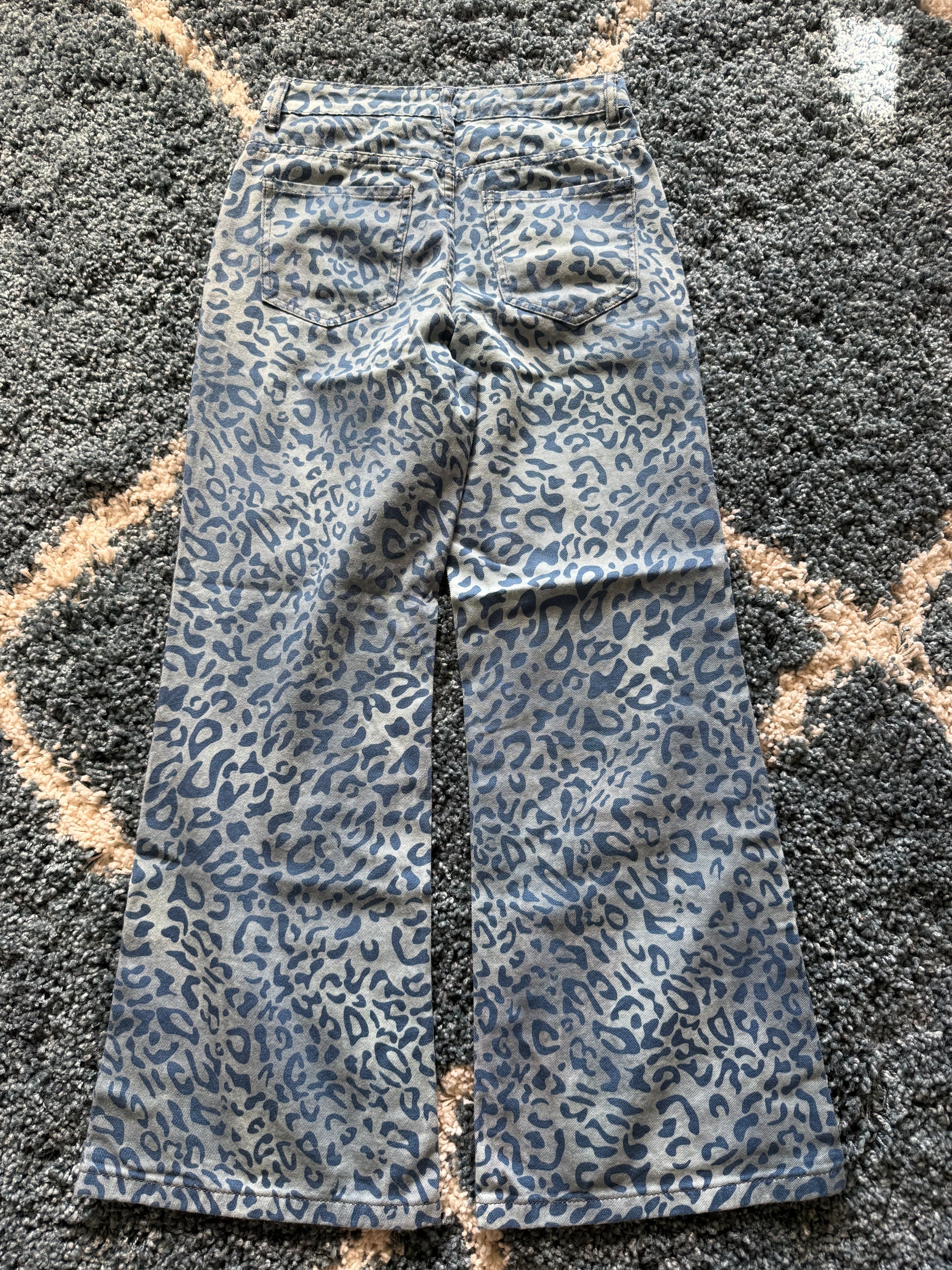 Blue Leopard flared Jeans