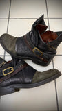 AS98 Asymetrical Zip Belted Waxed Boots - wintexarchive