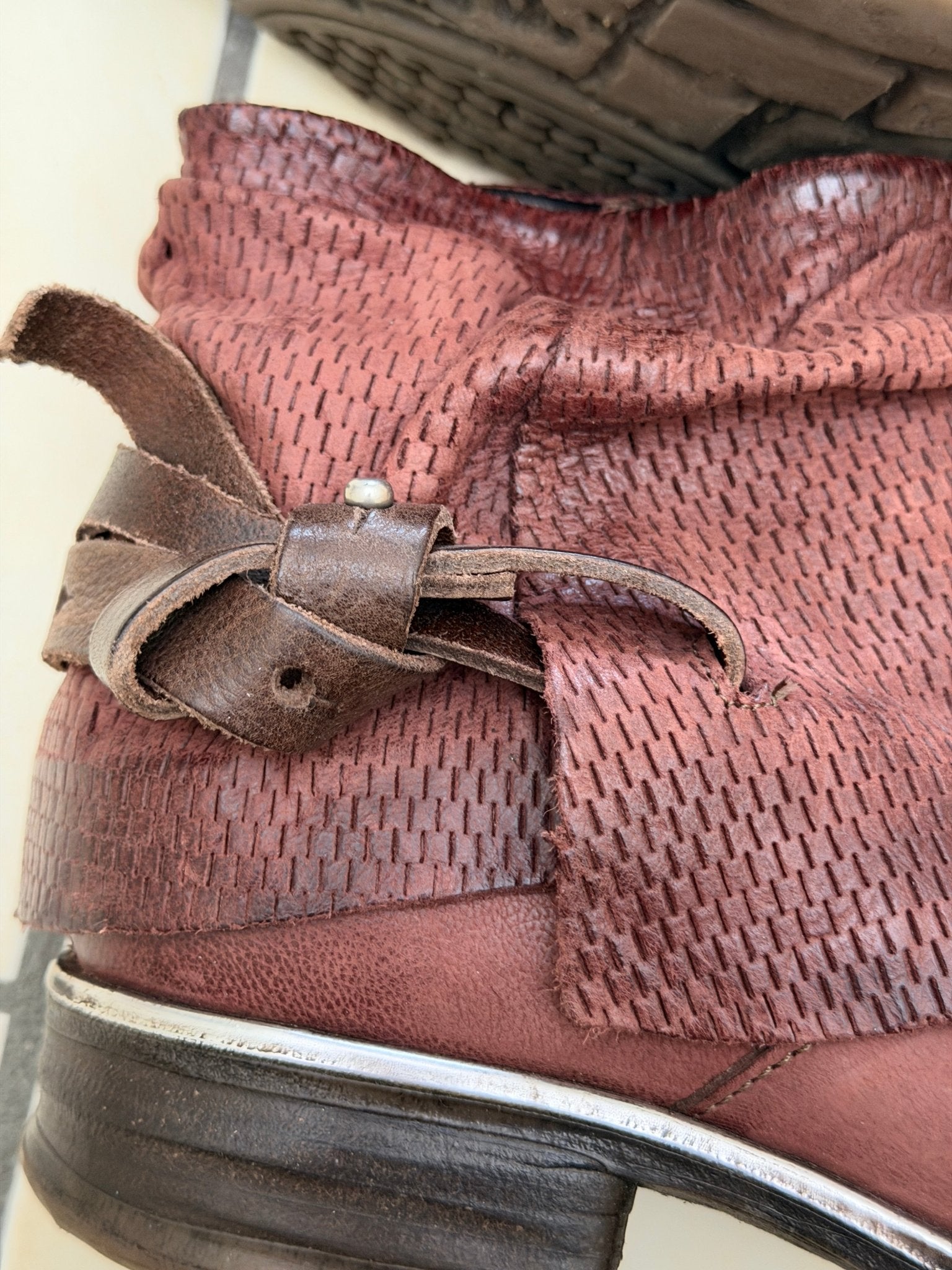 AS98 Burgundy Flap Leather Boots - wintexarchive