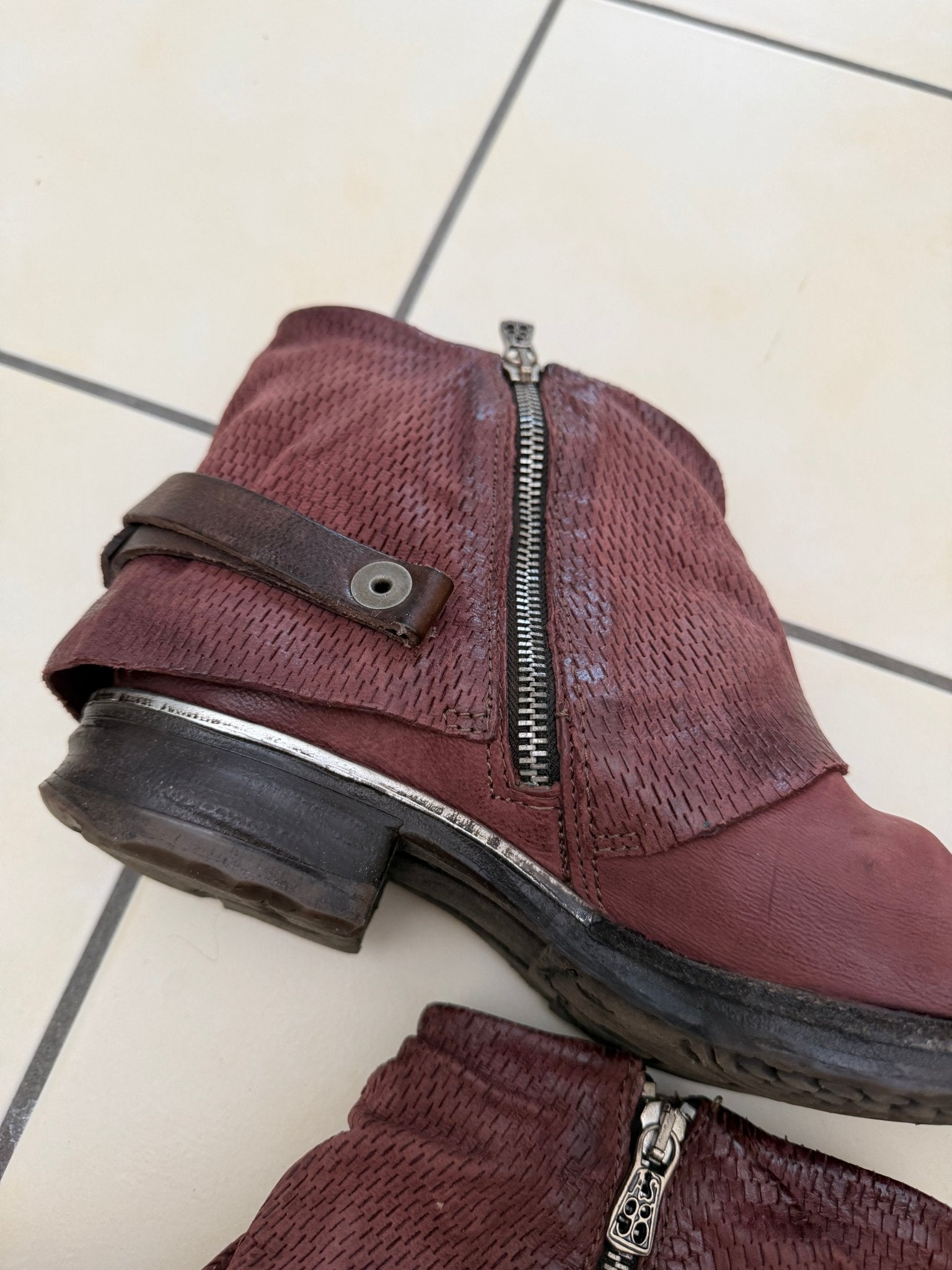 AS98 Burgundy Flap Leather Boots - wintexarchive