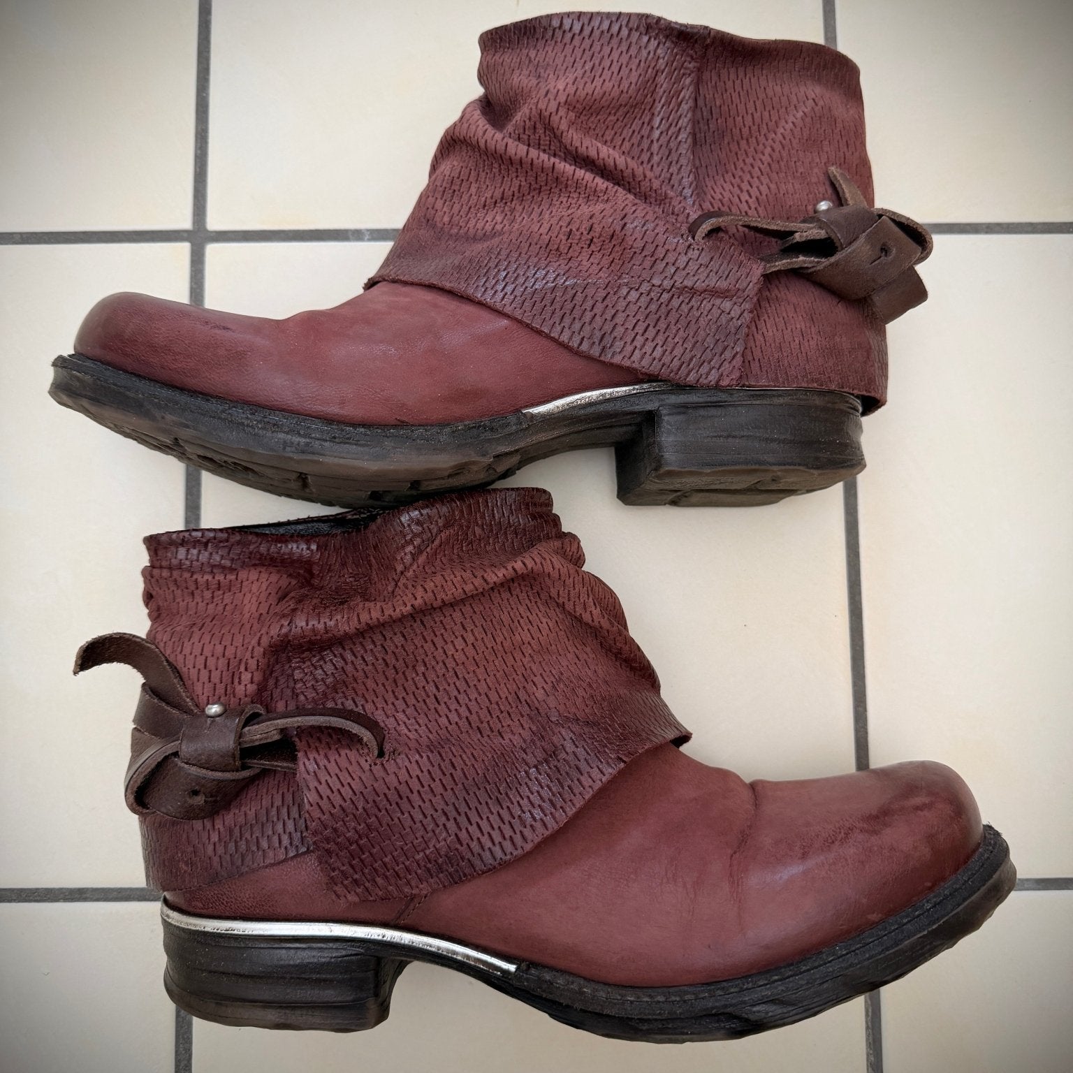 AS98 Burgundy Flap Leather Boots - wintexarchive