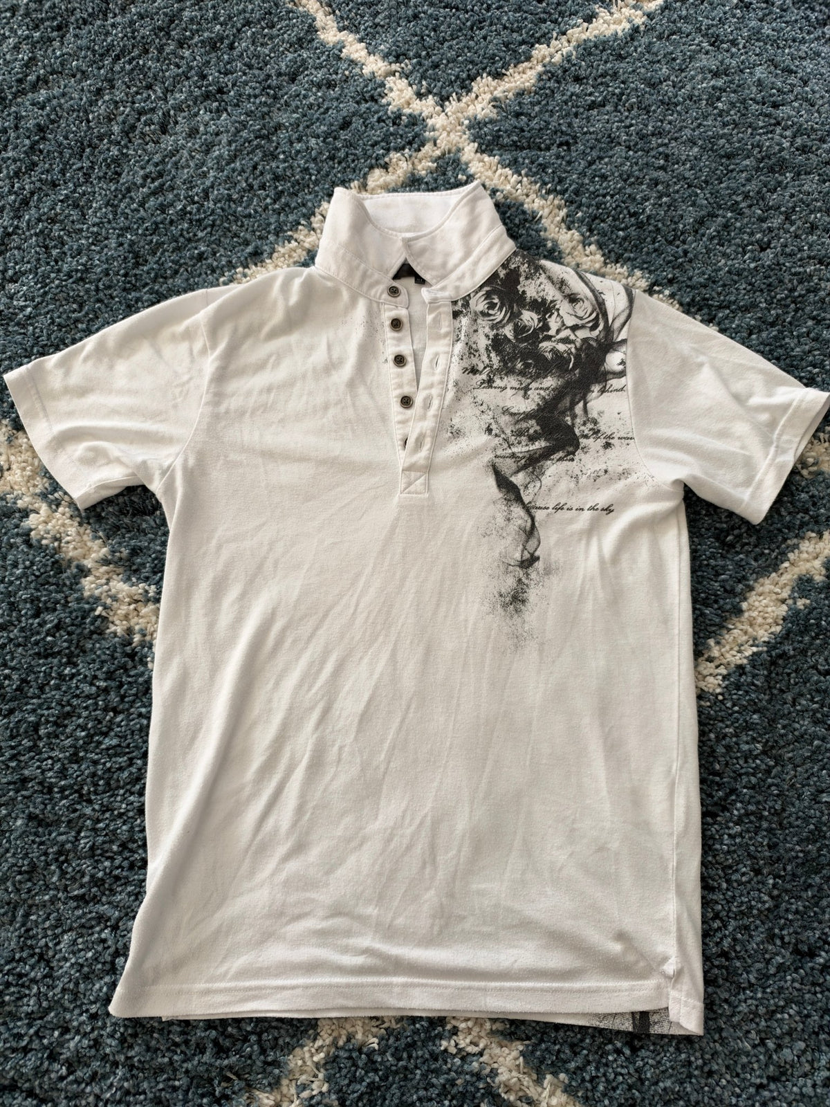 Black Baccarat Poem Rose Polo Shirt - wintexarchive