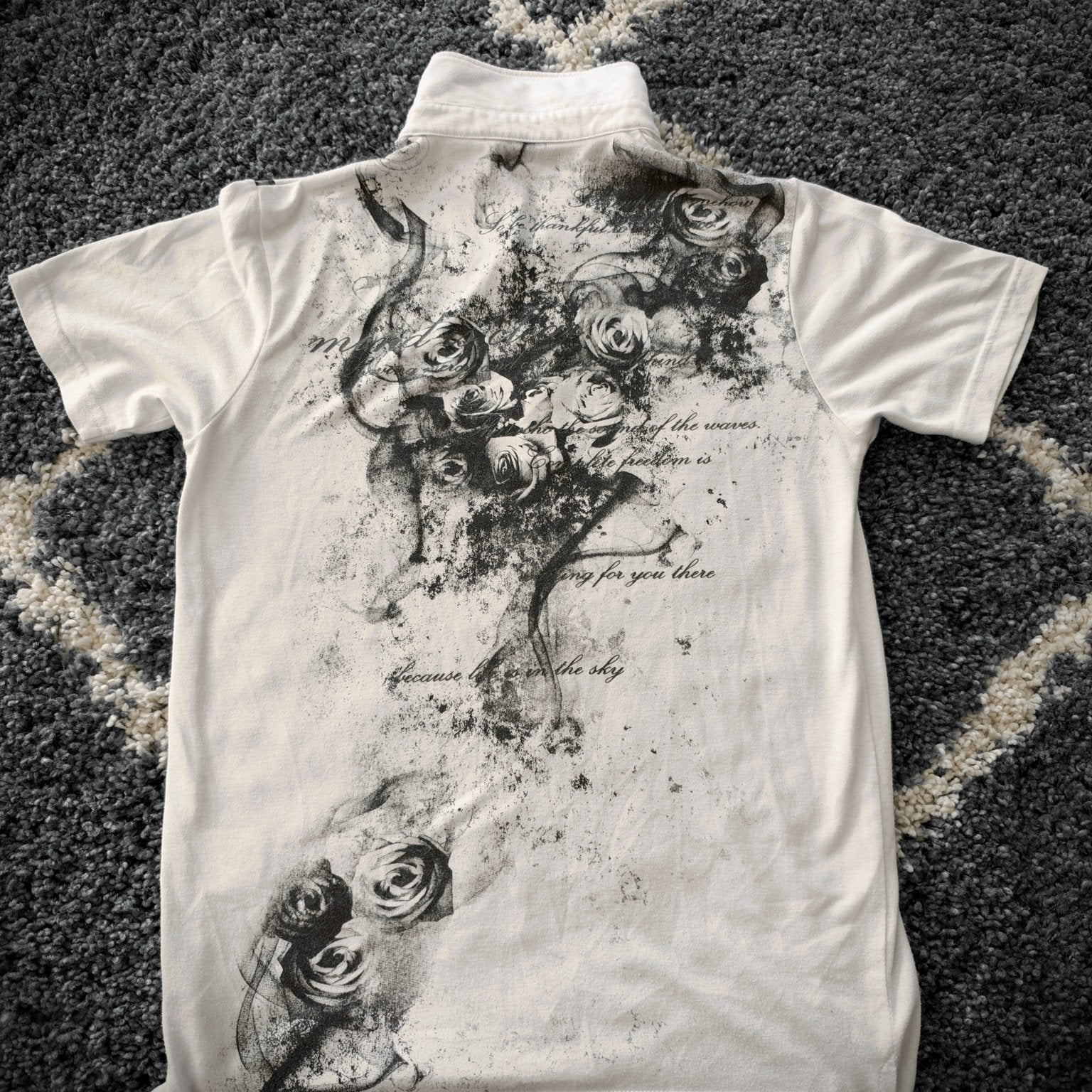 Black Baccarat Poem Rose Polo Shirt - wintexarchive