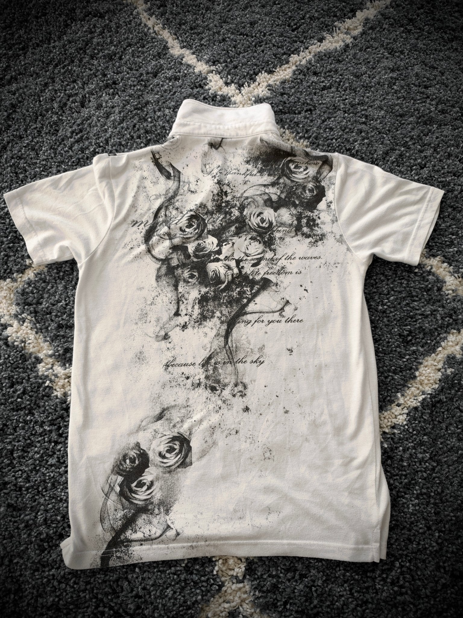 Black Baccarat Poem Rose Polo Shirt - wintexarchive
