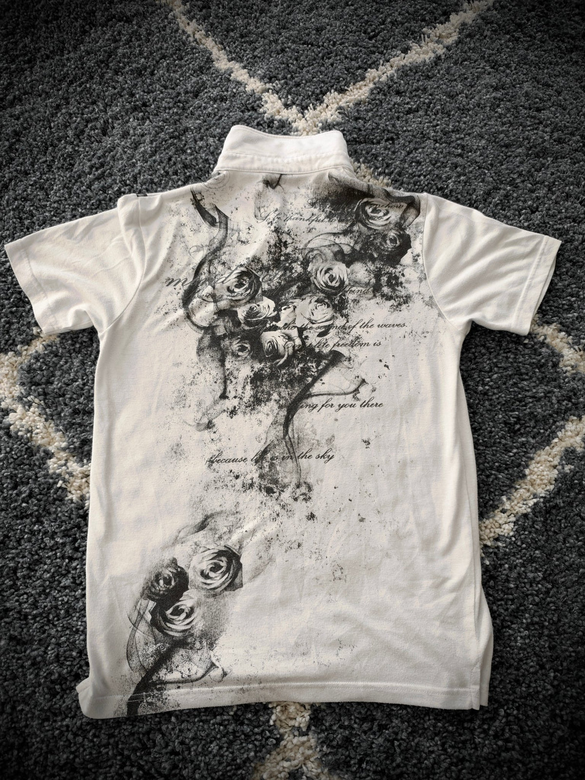 Black Baccarat Poem Rose Polo Shirt - wintexarchive