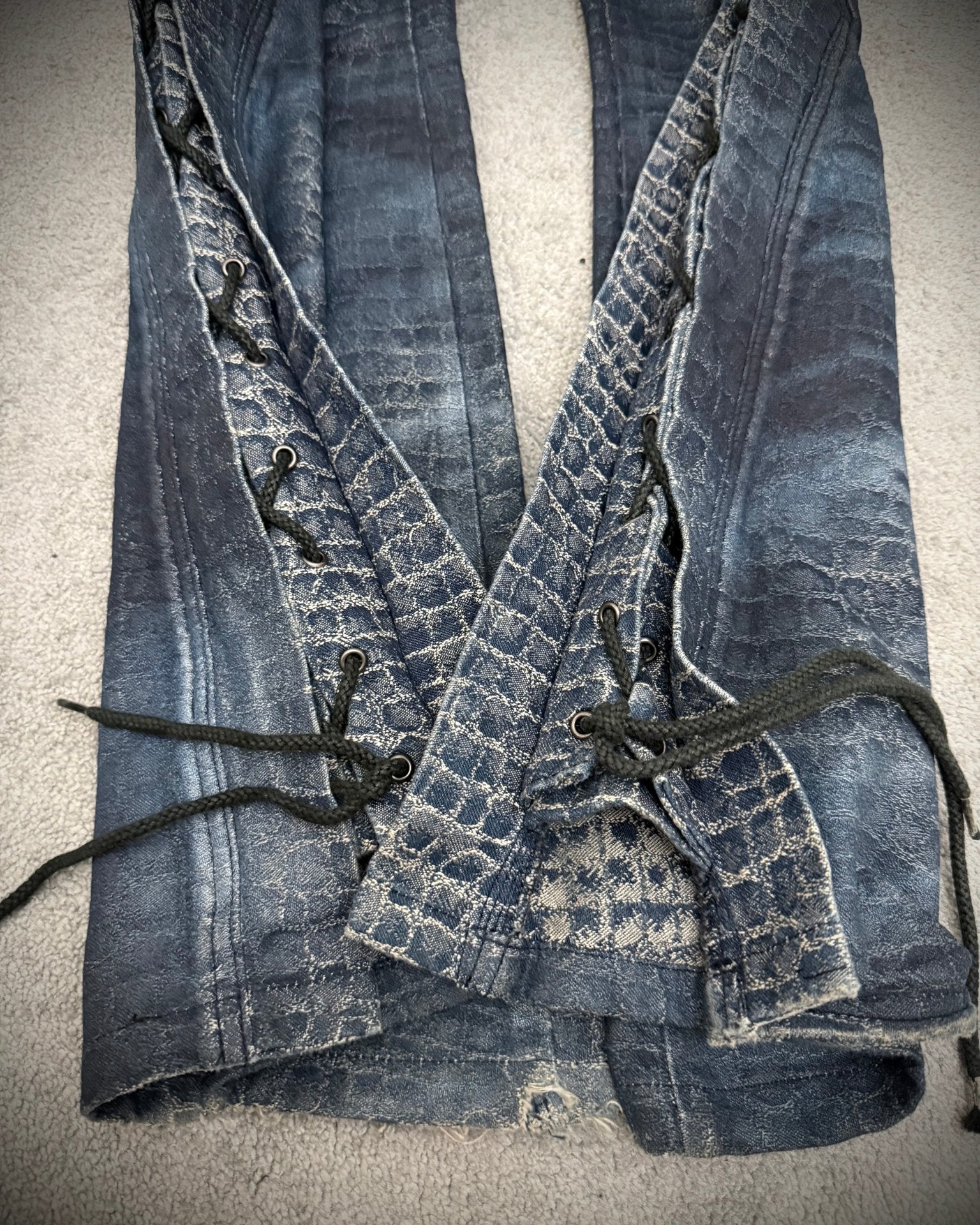 *BUNDLE DEAL* Tornado Mart 00‘s Crocodile Coated Flared Pants + Tornado Mart Belt - wintexarchive