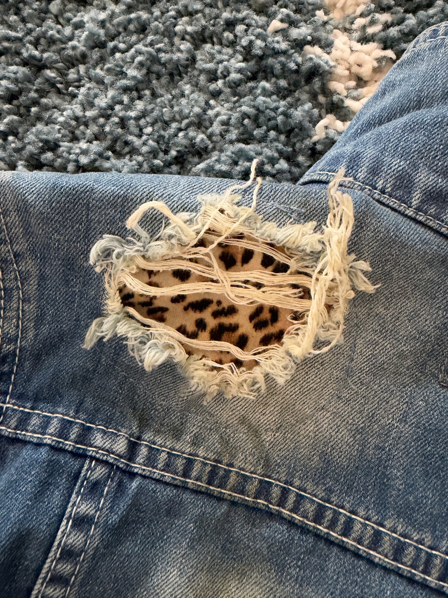 CavariA hidden Leopard Denim Jacket - wintexarchive