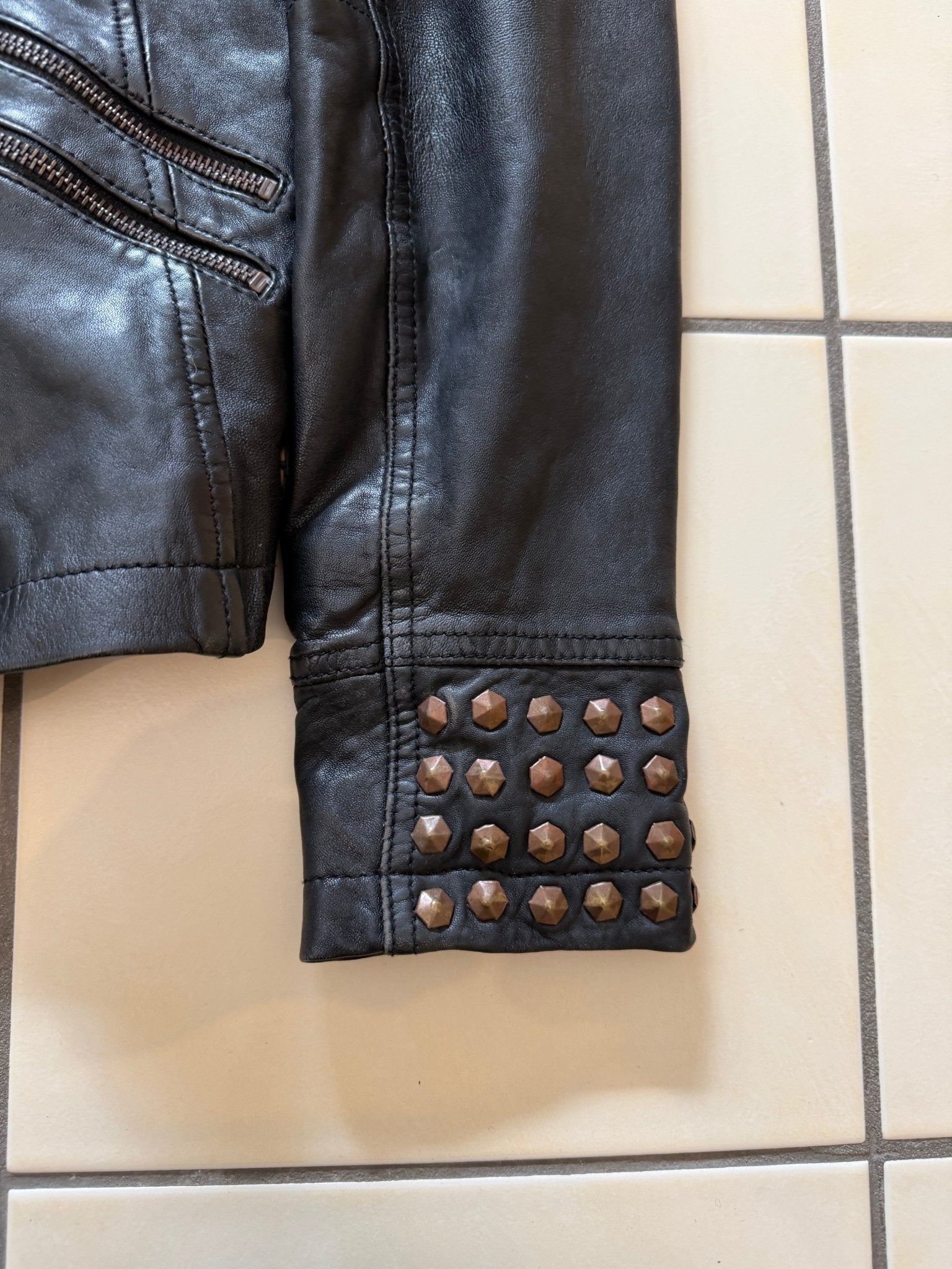 Elephant Studded Multi Zipp Leather Jacket - wintexarchive