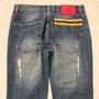 Fuzzy Crystal Distressed Acid Wash Flared Pants - wintexarchive