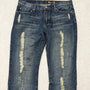 Fuzzy Crystal Distressed Acid Wash Flared Pants - wintexarchive
