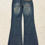 Fuzzy Crystal Distressed Acid Wash Flared Pants - wintexarchive