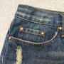 Fuzzy Crystal Distressed Acid Wash Flared Pants - wintexarchive