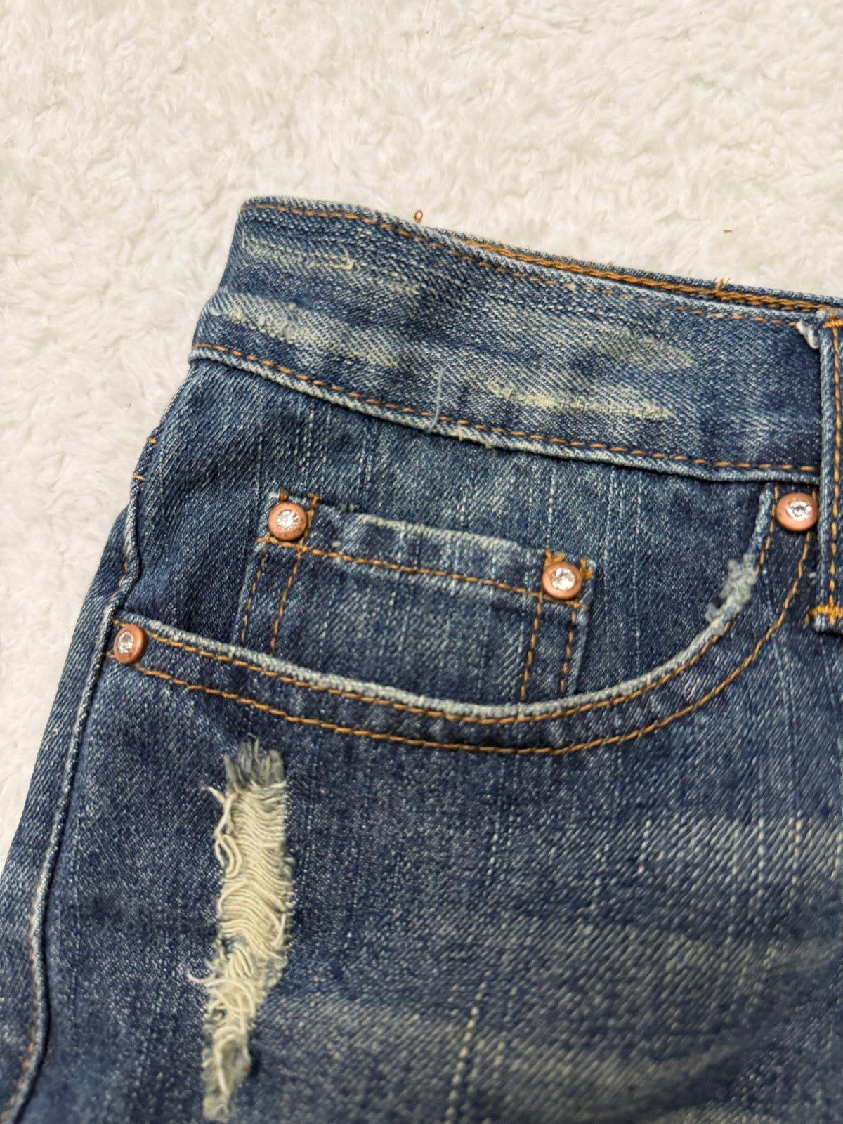 Fuzzy Crystal Distressed Acid Wash Flared Pants - wintexarchive