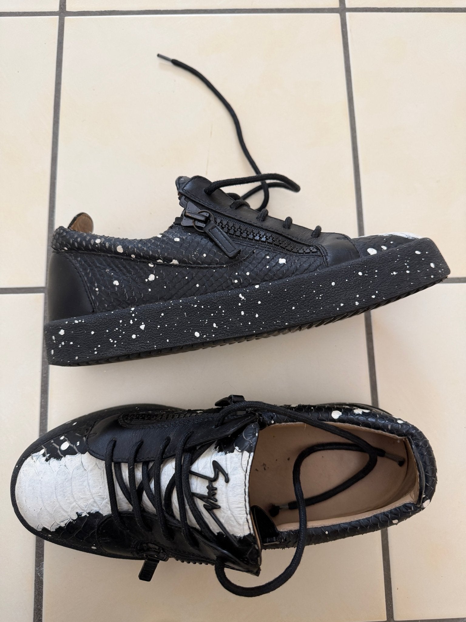 Giuseppe Zanotti Low Splattered Snakeskin Sneaker - wintexarchive