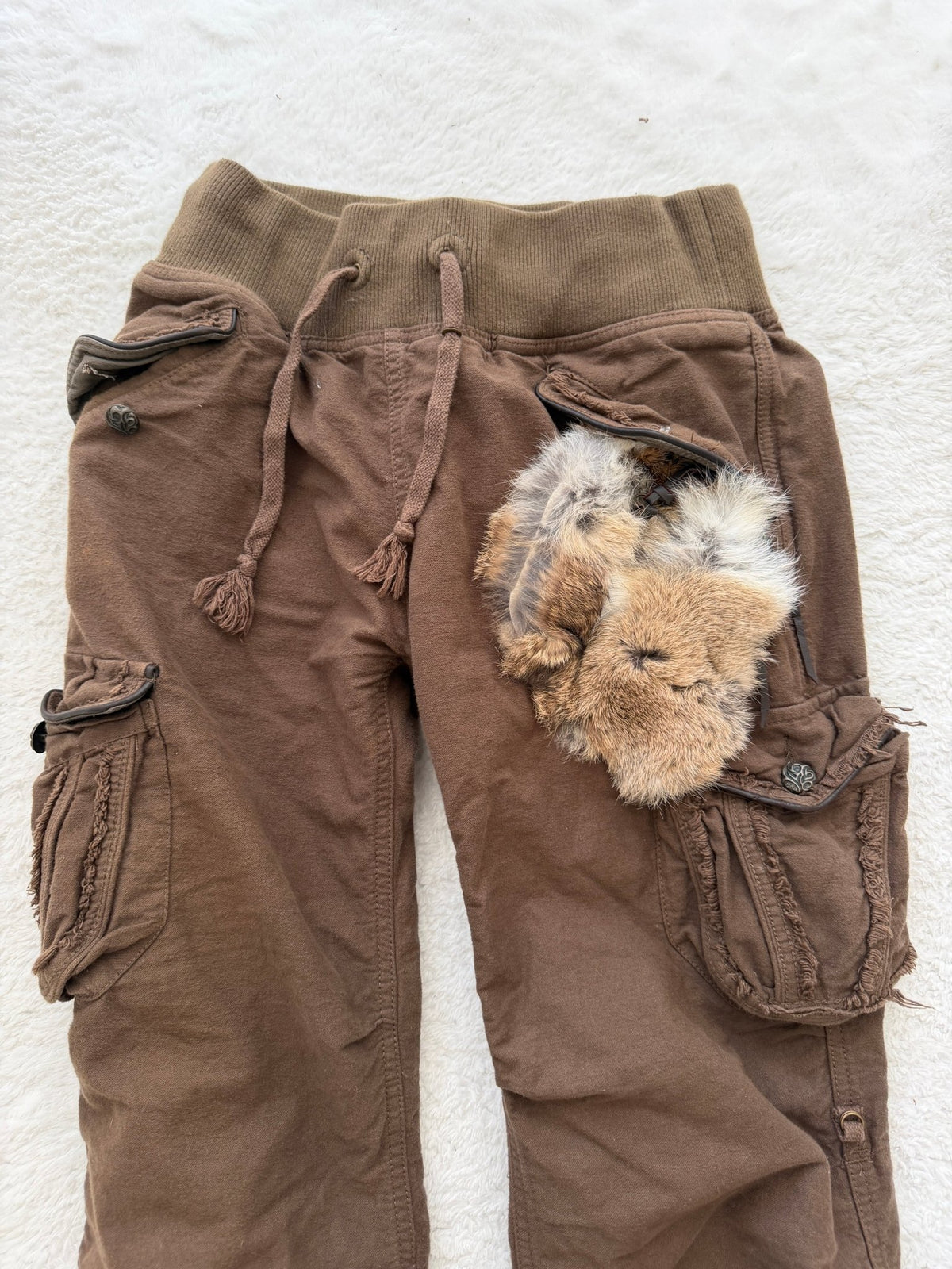 G.O.A. Rustic Rabbit Fur Cargo Pants - wintexarchive