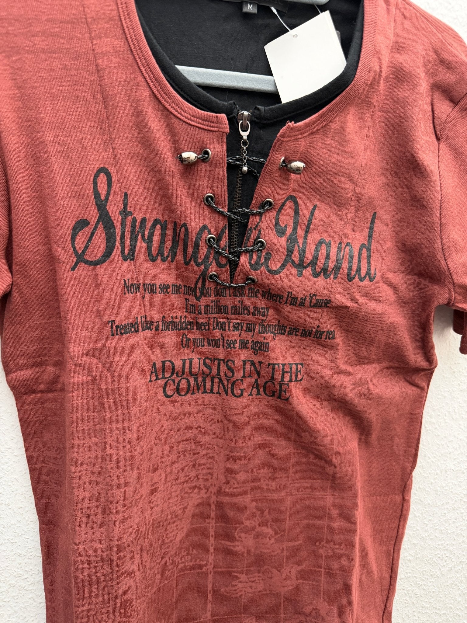 In The Attic Double Layered Laced Up Poem Shirt - wintexarchive