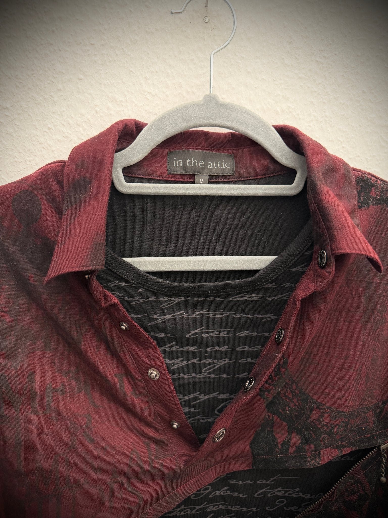 In The Attic Double Layered Zipper Poem Polo Shirt - wintexarchive