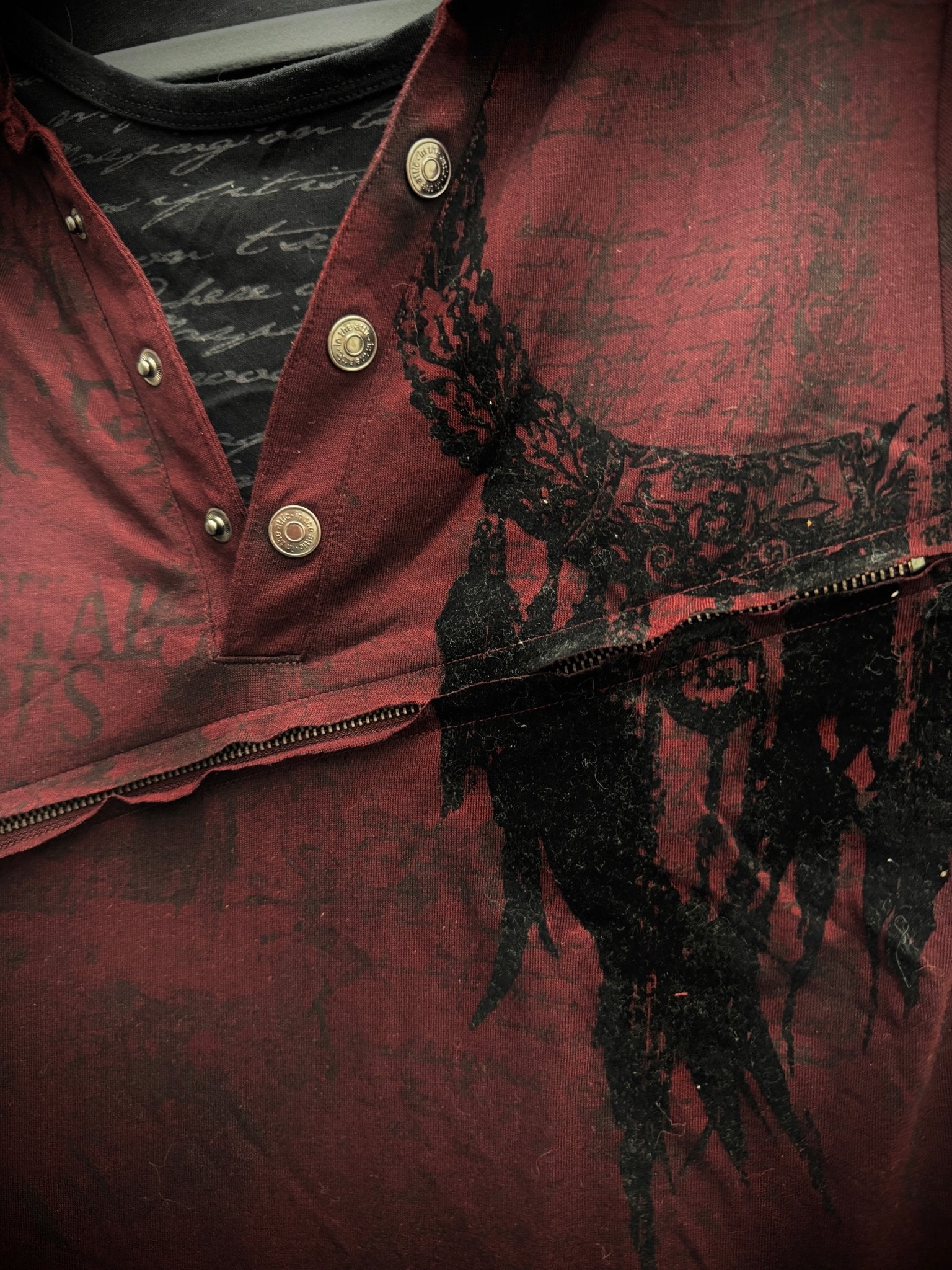 In The Attic Double Layered Zipper Poem Polo Shirt - wintexarchive