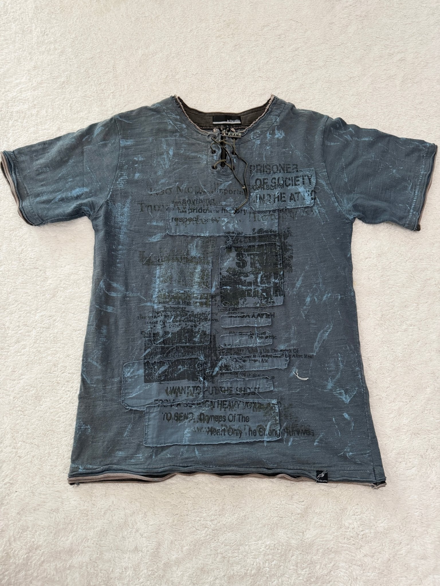 In The Attic Quadra Layered Laced Up Patched Shirt - wintexarchive