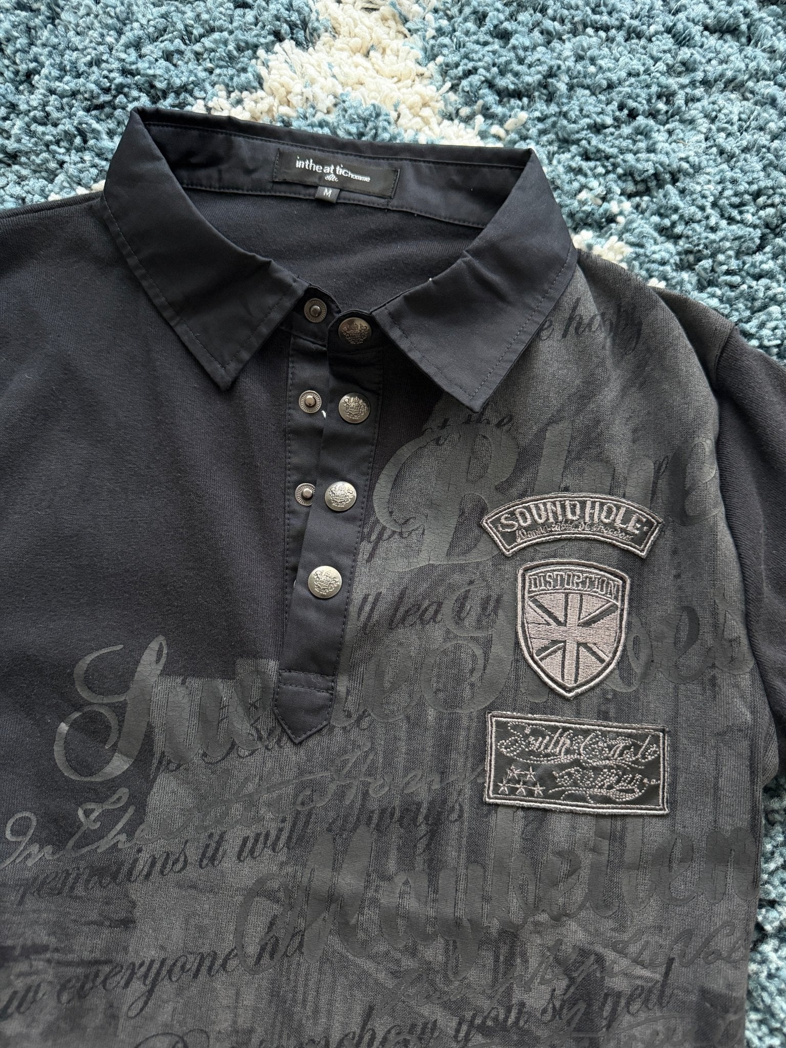 In The Attic Waxed Patched Polo Shirt - wintexarchive