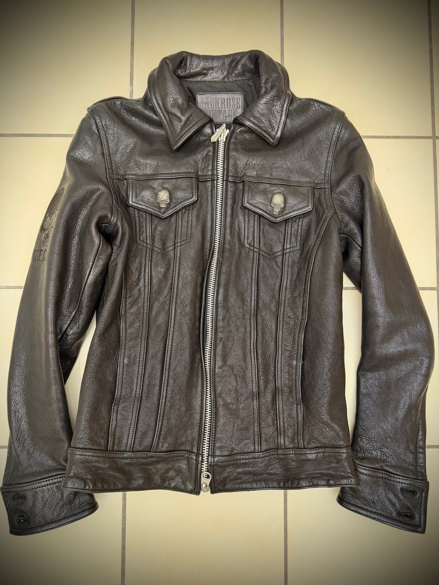 Jack Rose 00‘s Crow Collar Skull Leather Jacket - wintexarchive