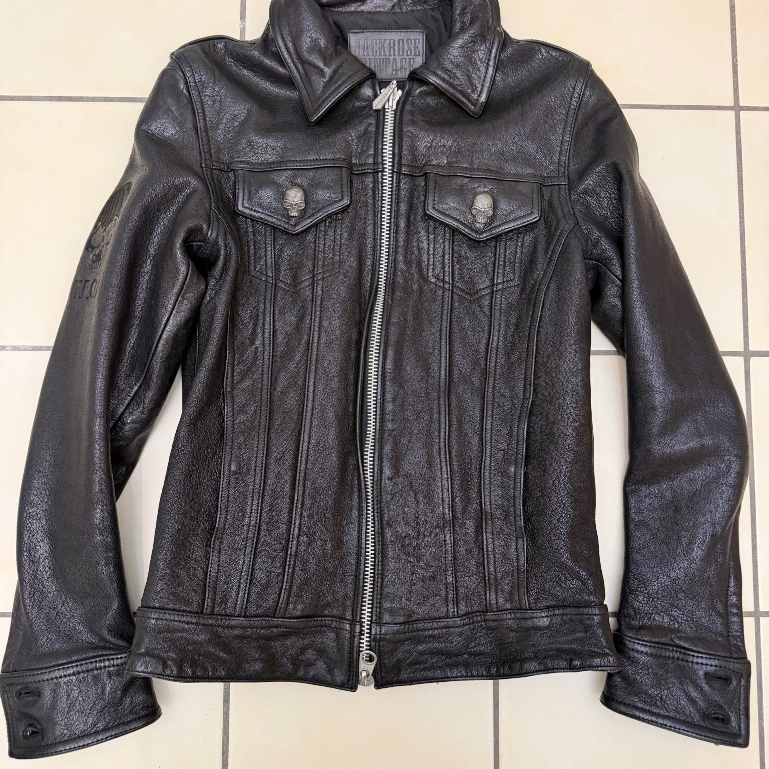 Jack Rose 00‘s Crow Collar Skull Leather Jacket - wintexarchive