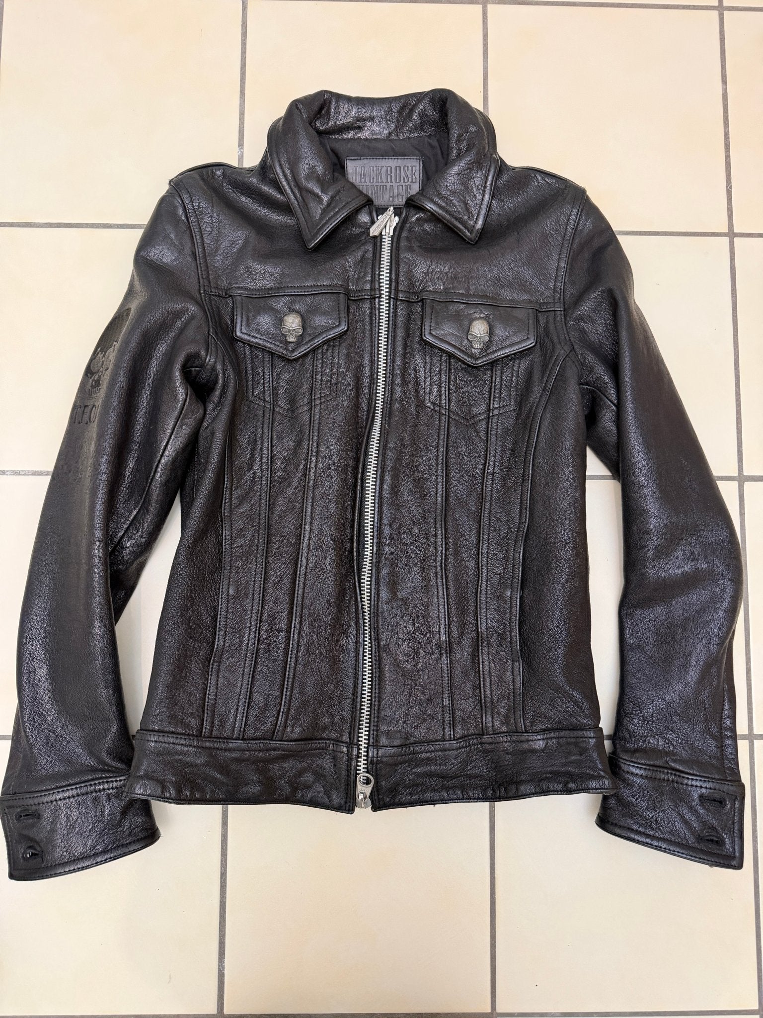Jack Rose 00‘s Crow Collar Skull Leather Jacket - wintexarchive