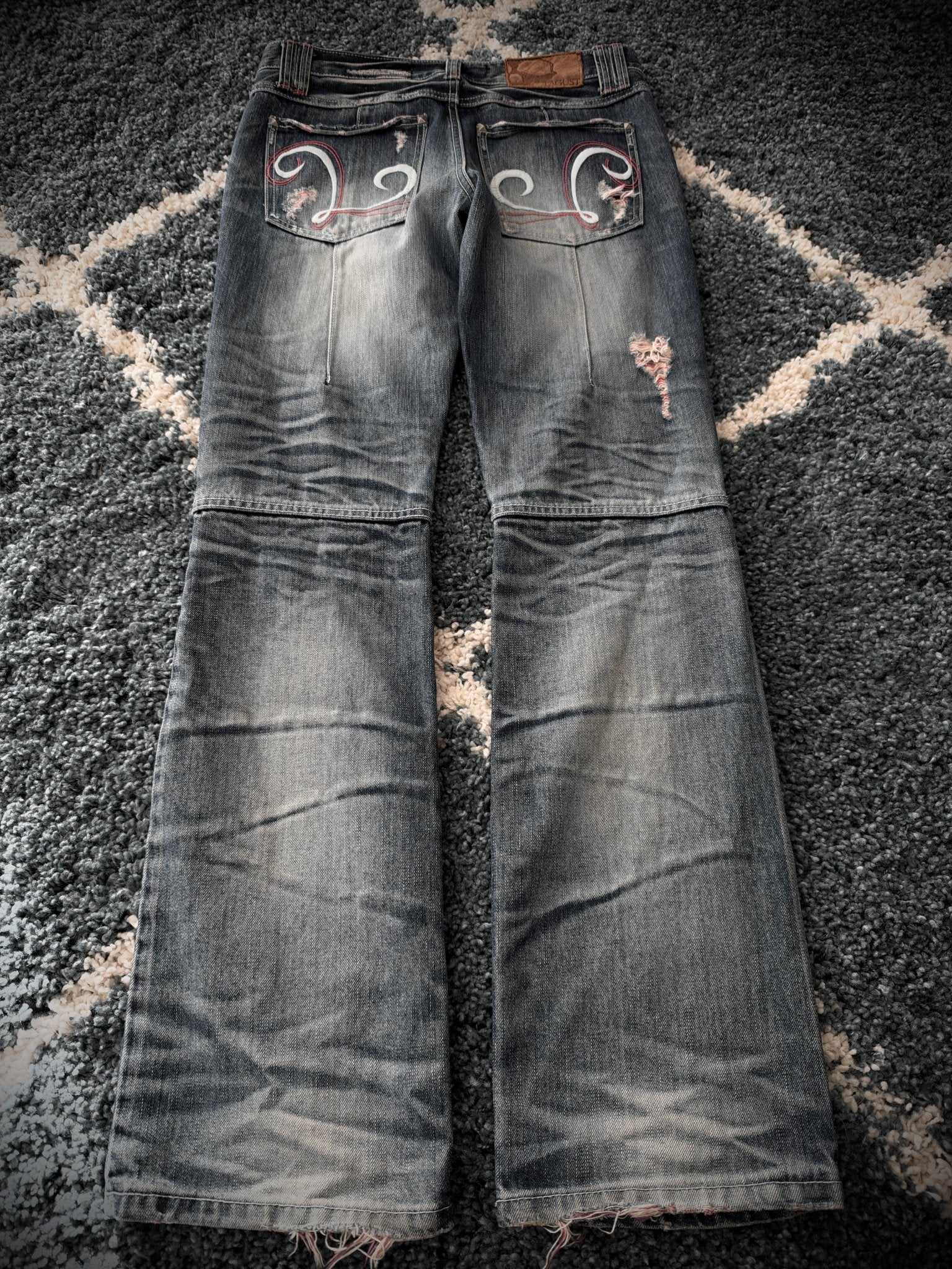 Lagust Skull Patch Bootcut Pants - wintexarchive