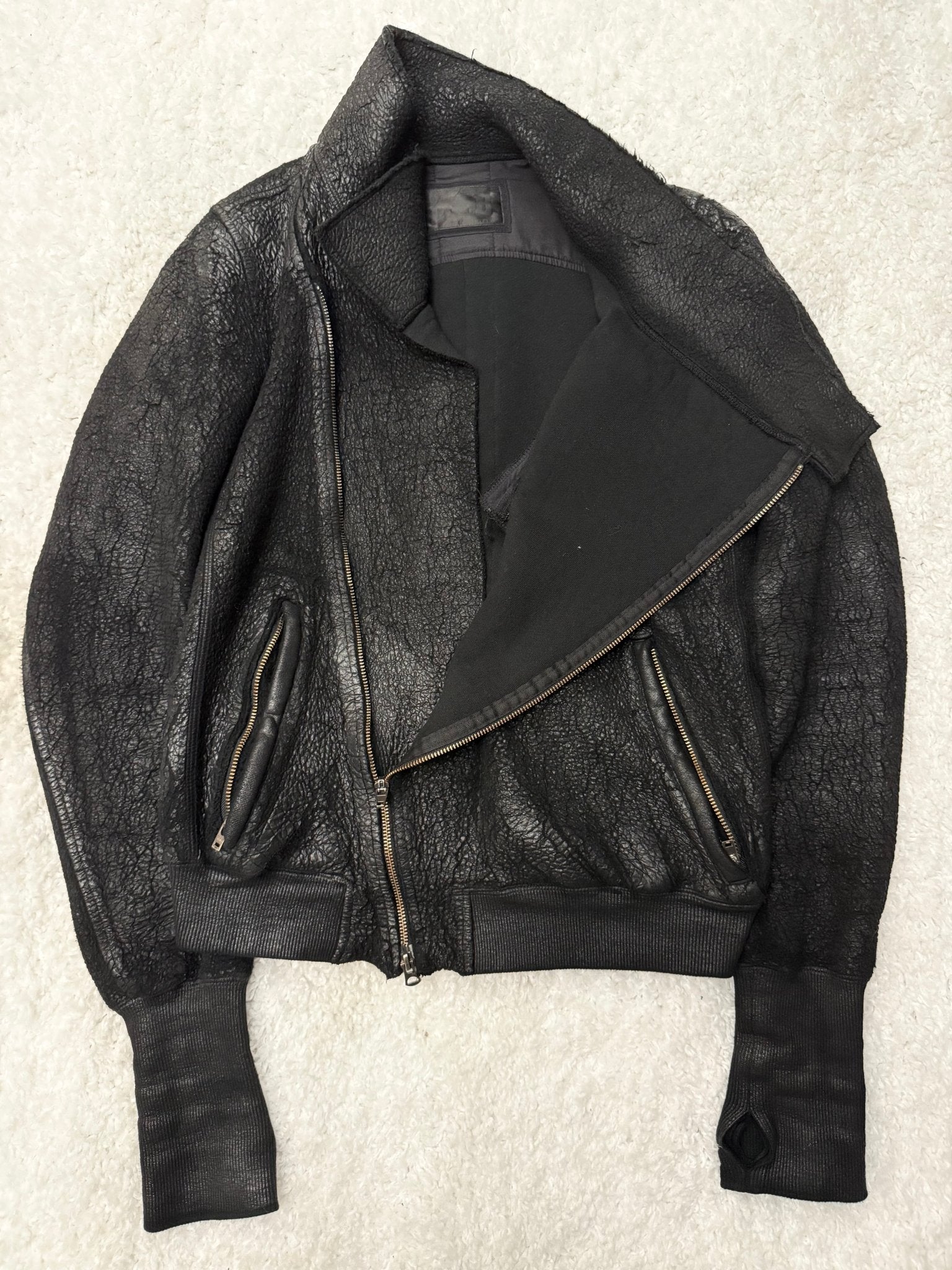 L.G.B NightHawk Asymetrical Cracked Waxed Jacket - wintexarchive